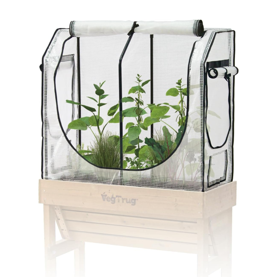 VegTrug Greenhouse Frame & Multi-Cover Set for Wall Hugger Small 1m Raised Bed, White