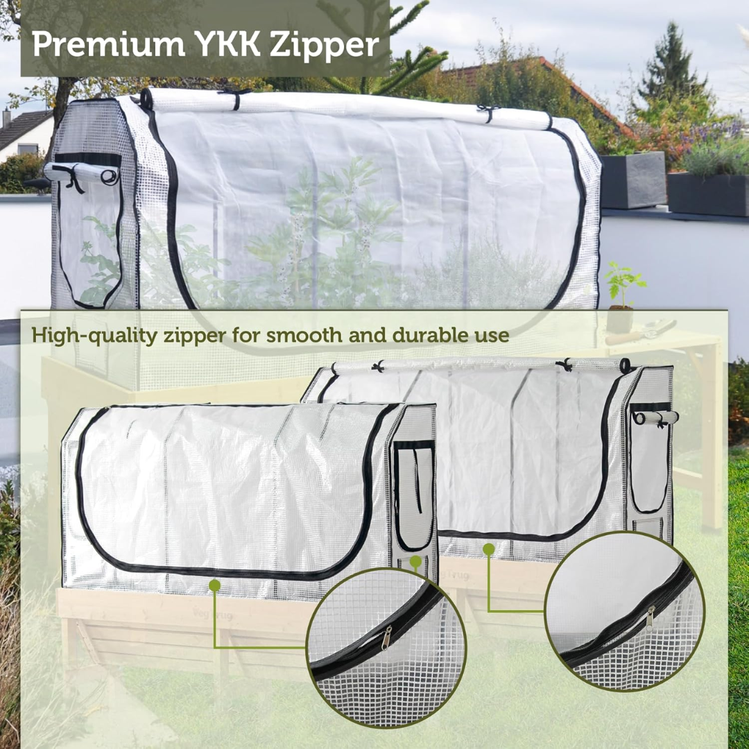 VegTrug Greenhouse Frame and Multi-Cover Set for Wall Hugger Medium 1.8m Raised Bed, White 
