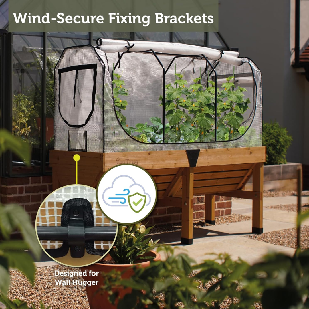 VegTrug Greenhouse Frame and Multi-Cover Set for Wall Hugger Medium 1.8m Raised Bed, White 