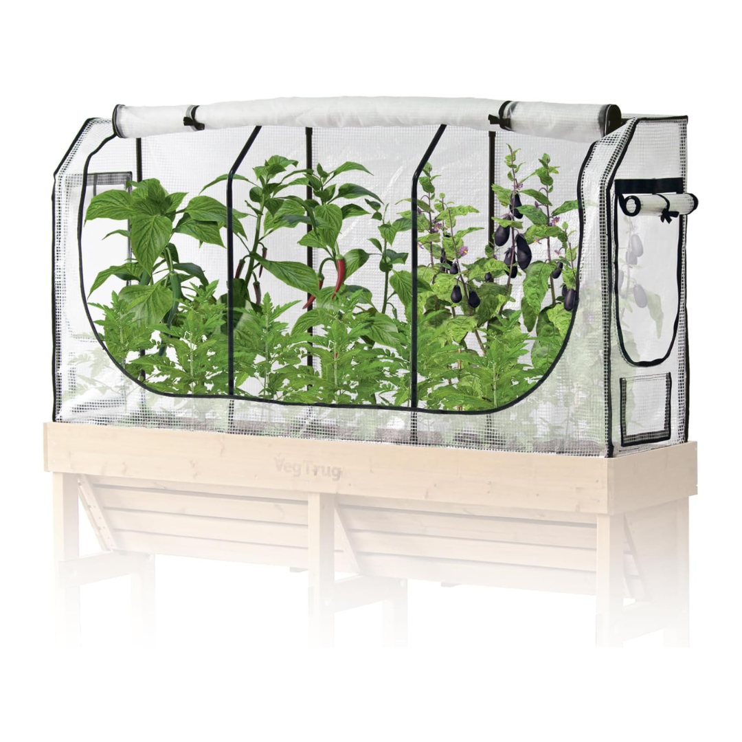 VegTrug Greenhouse Frame and Multi-Cover Set for Wall Hugger Medium 1.8m Raised Bed, White 