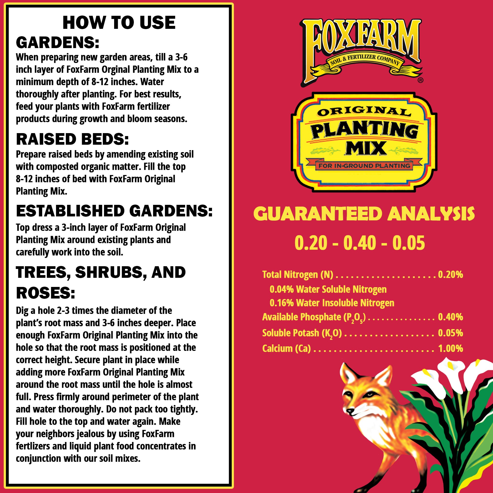 FoxFarm Original Planting Mix for In-Ground Planting, 1cu ft
