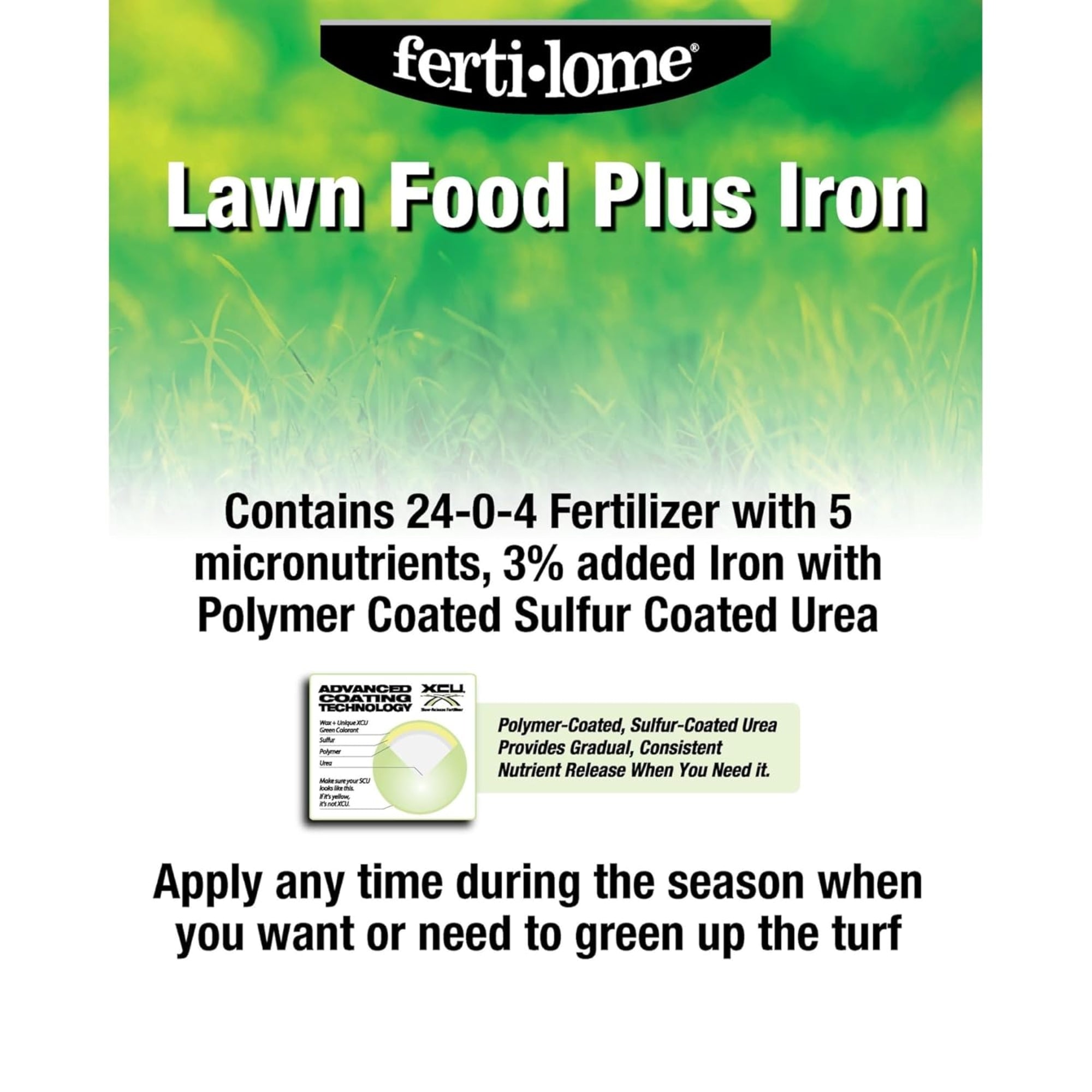 Fertilome Lawn Food Plus Iron, 24-0-4 Grass Fertilizer for All Lawns