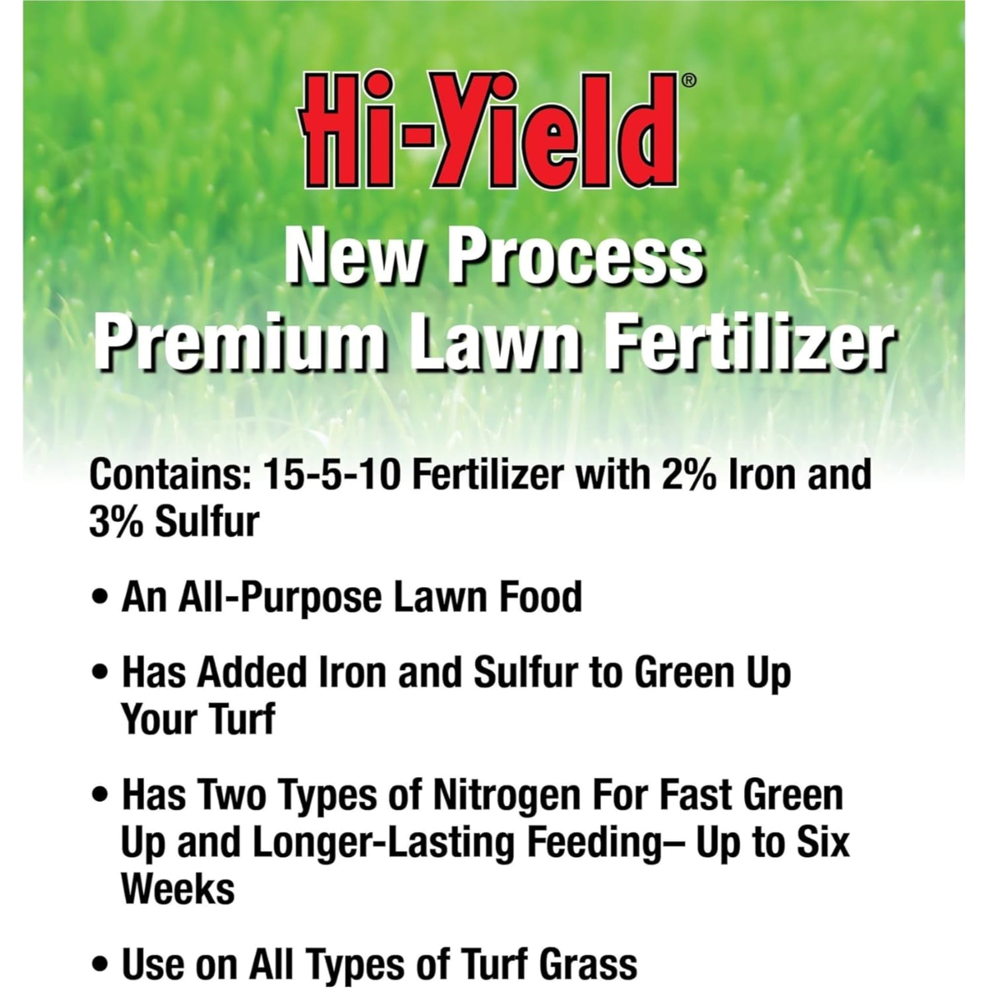 Hi-Yield 15-5-10 New Process Premium Lawn Fertilizer for Quick & Deep Greening, 16lb