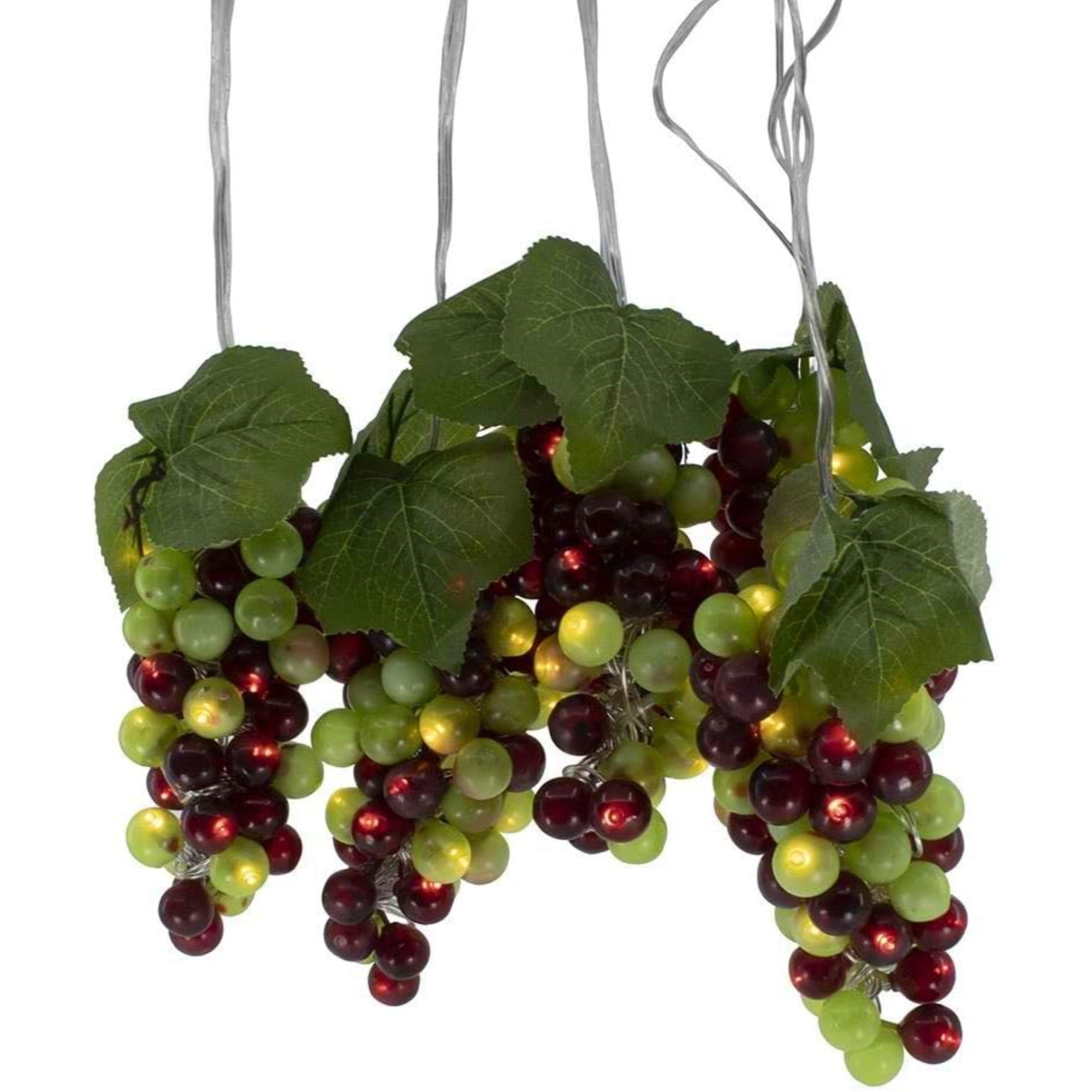 Kurt Adler Green and Burgundy Grape Bunches 100-LED Light Set, 5 Bunches, 5.3'