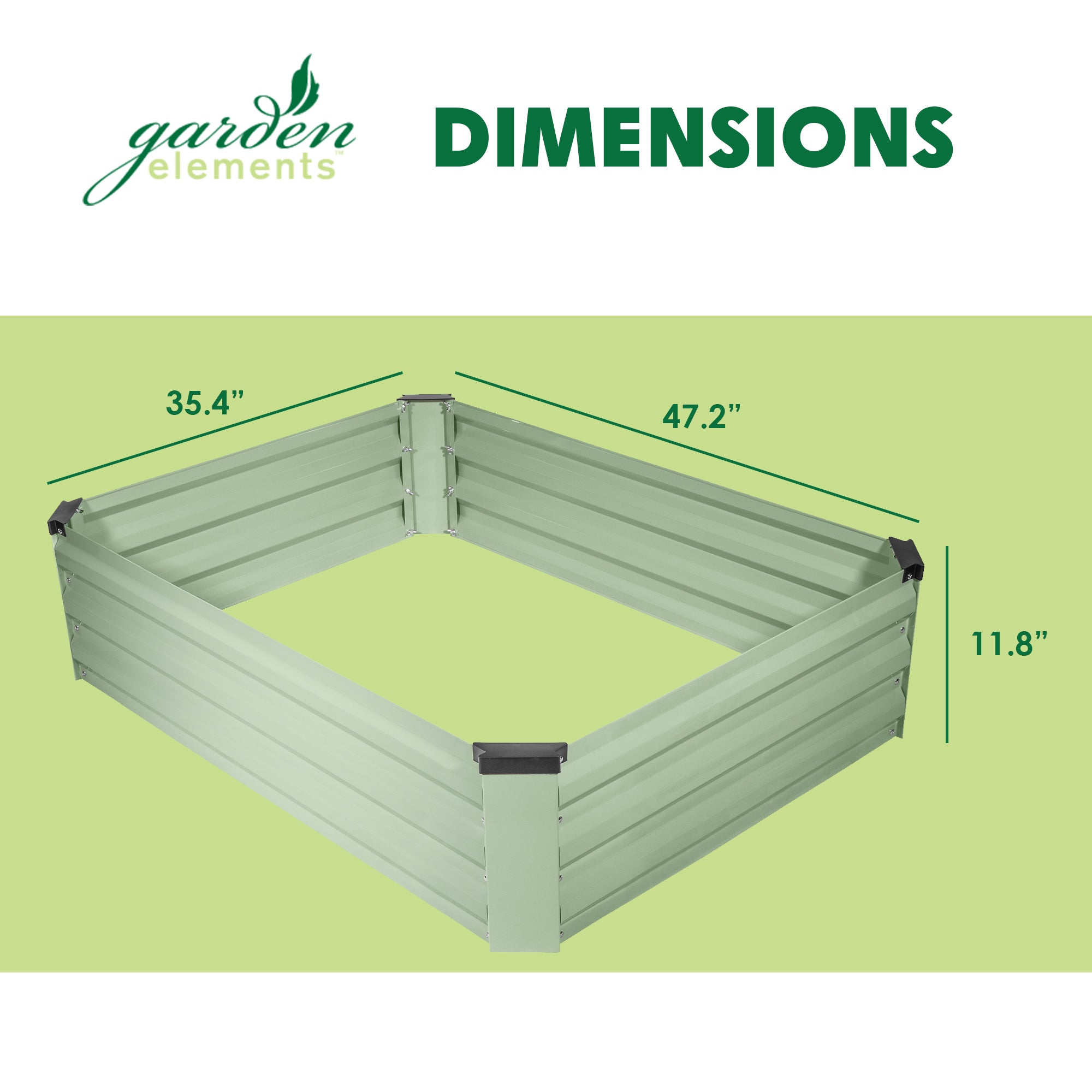 Garden Elements Metal Raised Garden Bed, Rectangle, Light Green