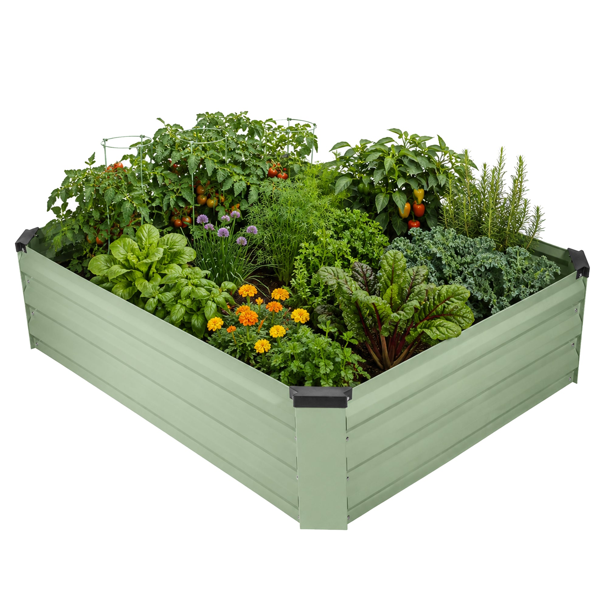 Garden Elements Metal Raised Garden Bed, Rectangle, Light Green