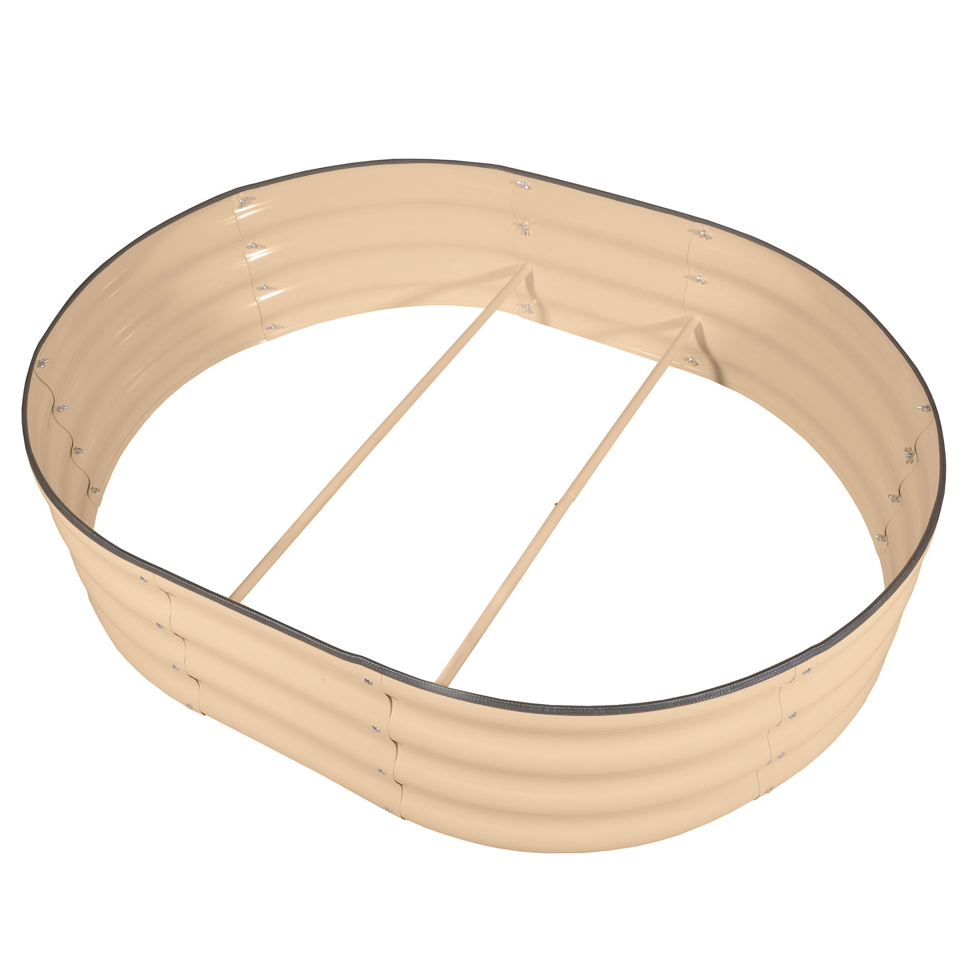 Garden Elements Metal Raised Garden Bed, Oval, Beige