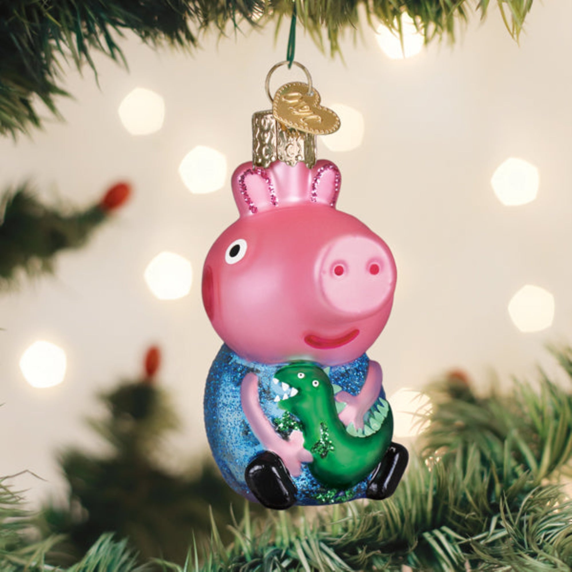Old World Christmas Blown Glass Ornament for Christmas Tree, George Pig
