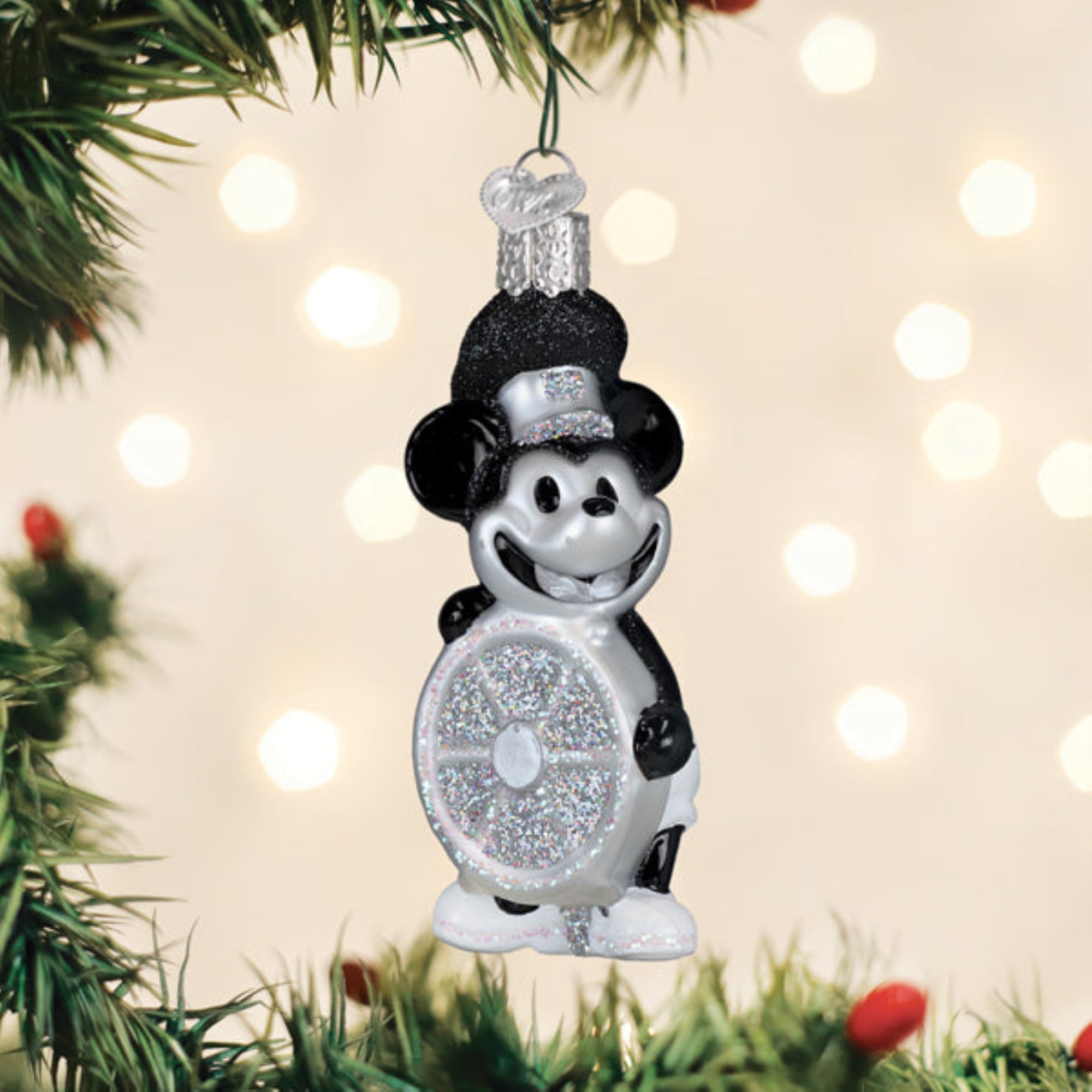 Old World Christmas Blown Glass Tree Ornament, Steamboat Willie Skipper