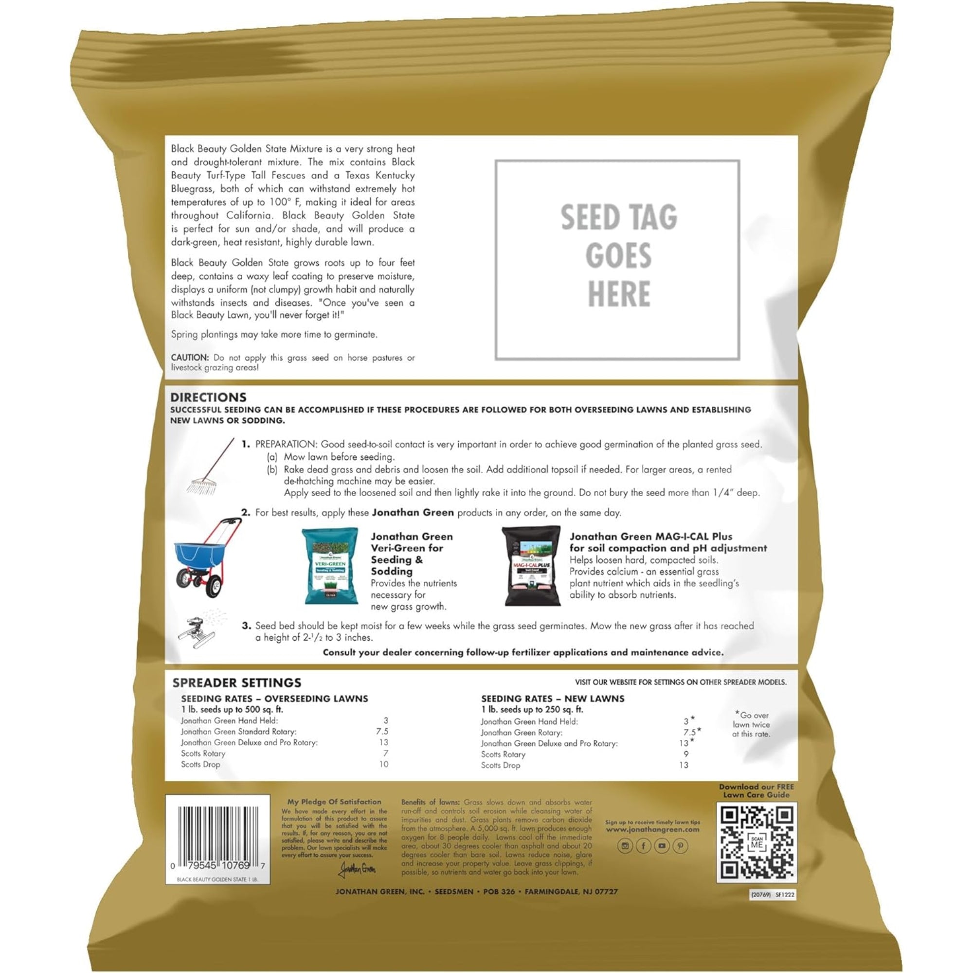 Jonathan Green Black Beauty Golden State California Cool Season Grass Seed