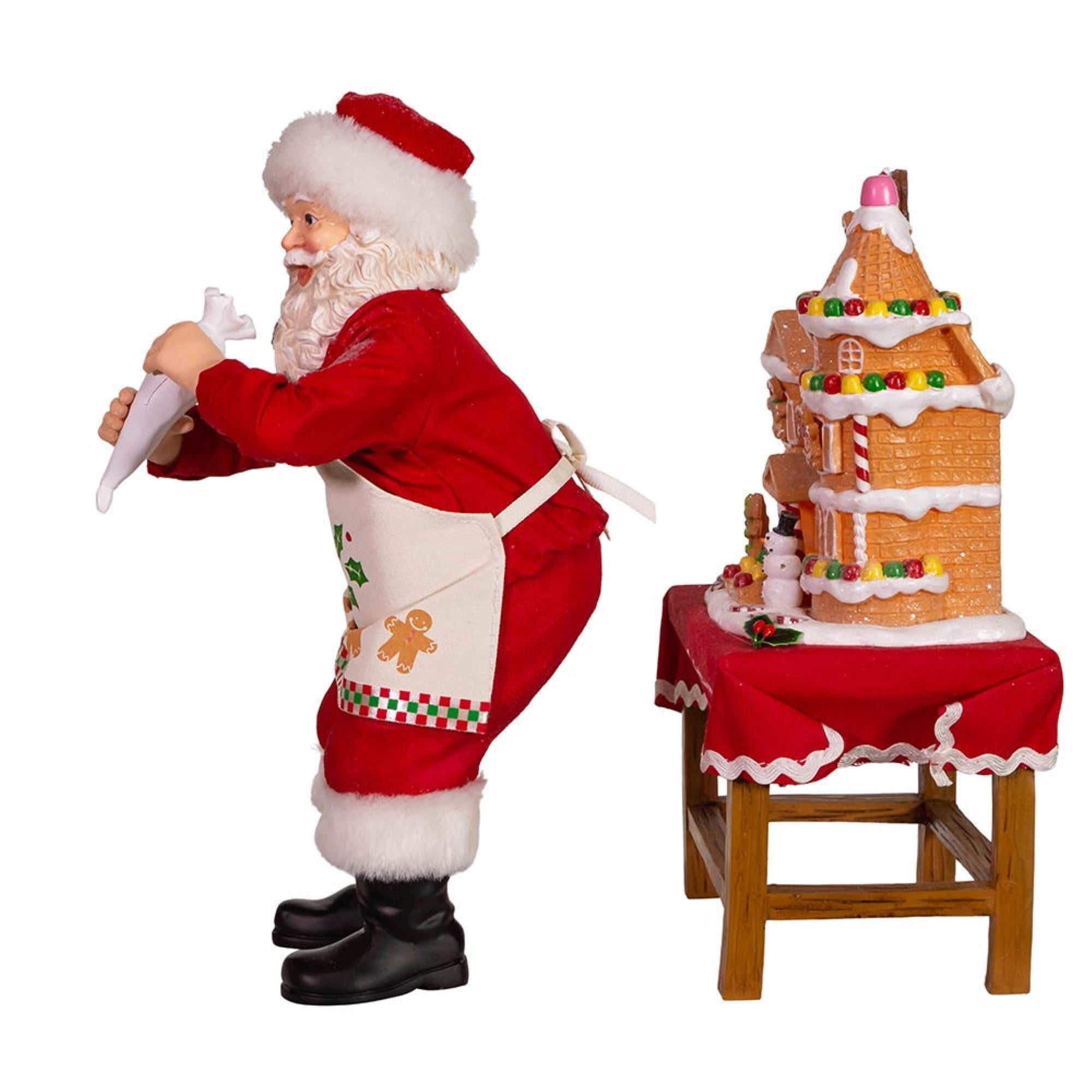 Kurt Adler Fabriche Battery-Operated Santa with Gingerbread House, 10.5"