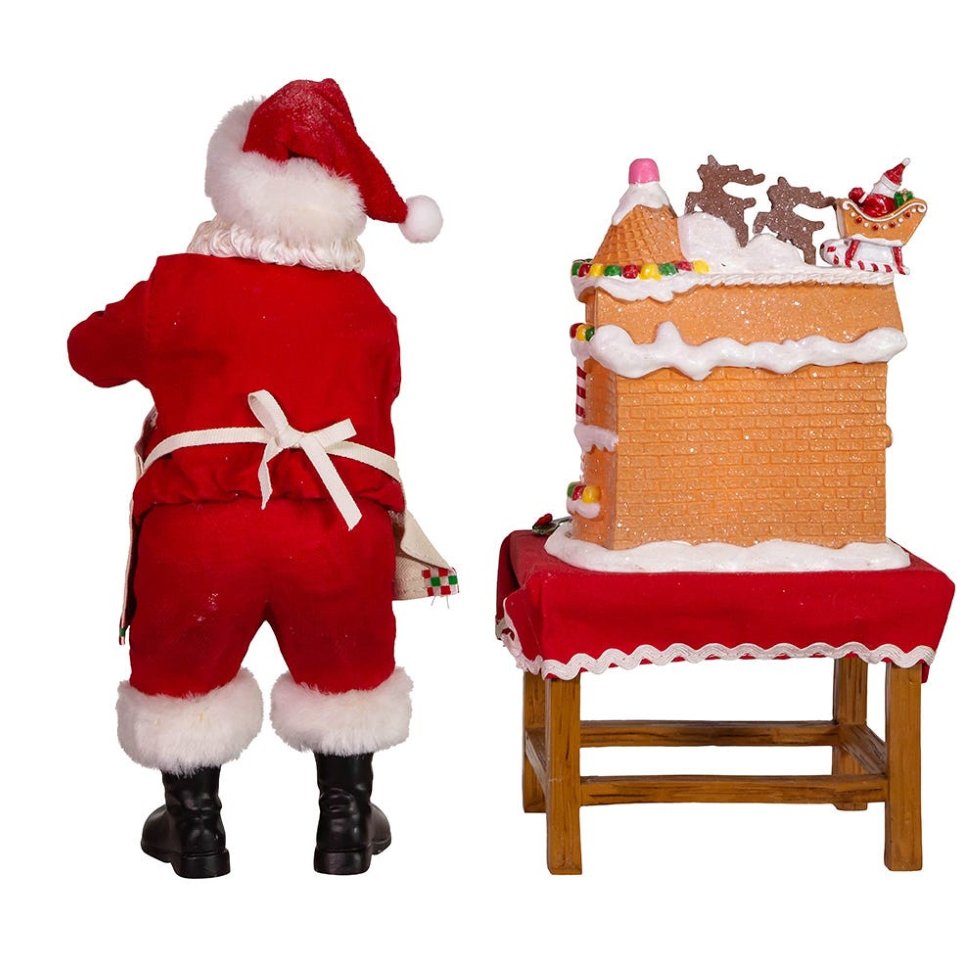 Kurt Adler Fabriche Battery-Operated Santa with Gingerbread House, 10.5"