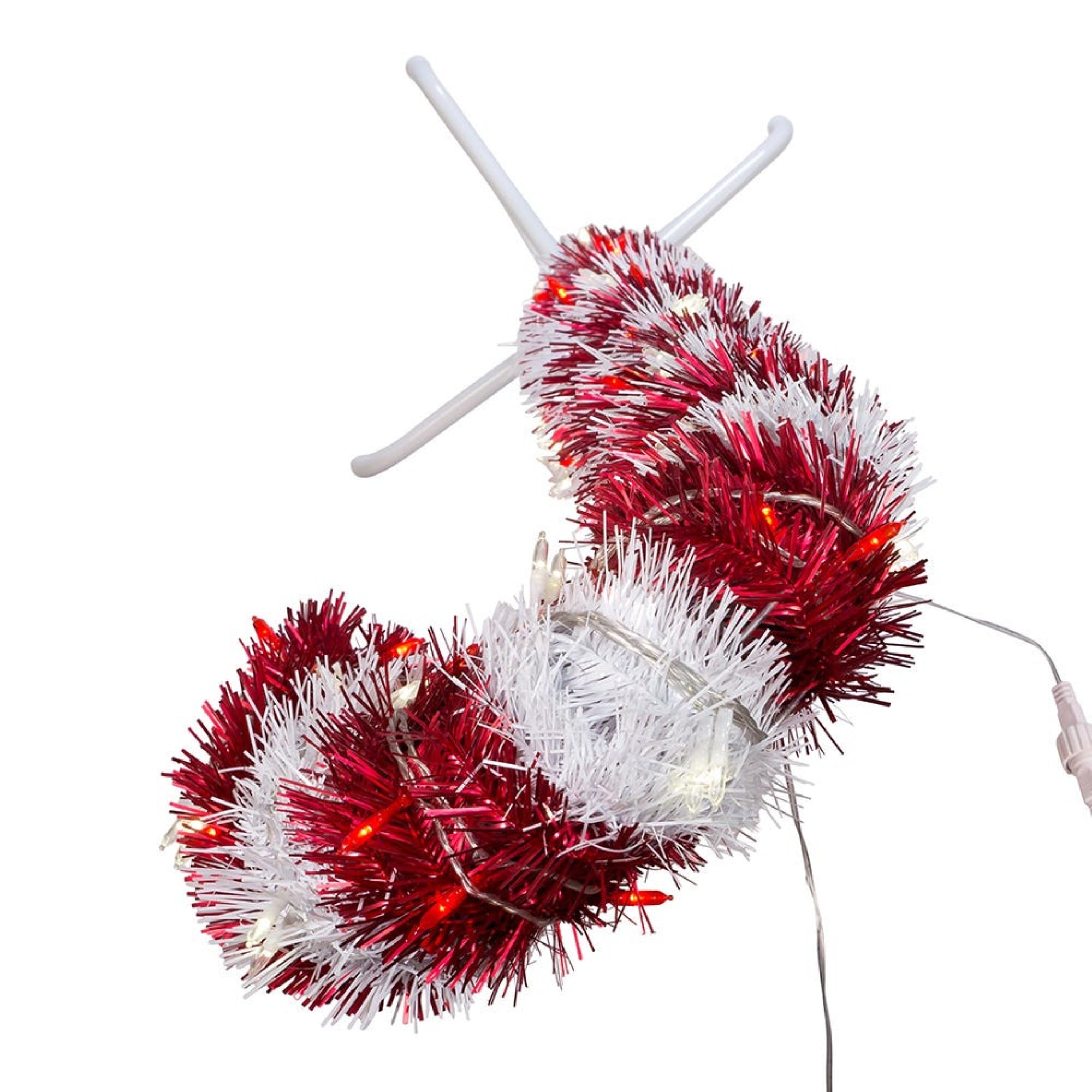Kurt Adler Red and White Pre-Lit LED Tinsel Candy Cane Lawn Decoration