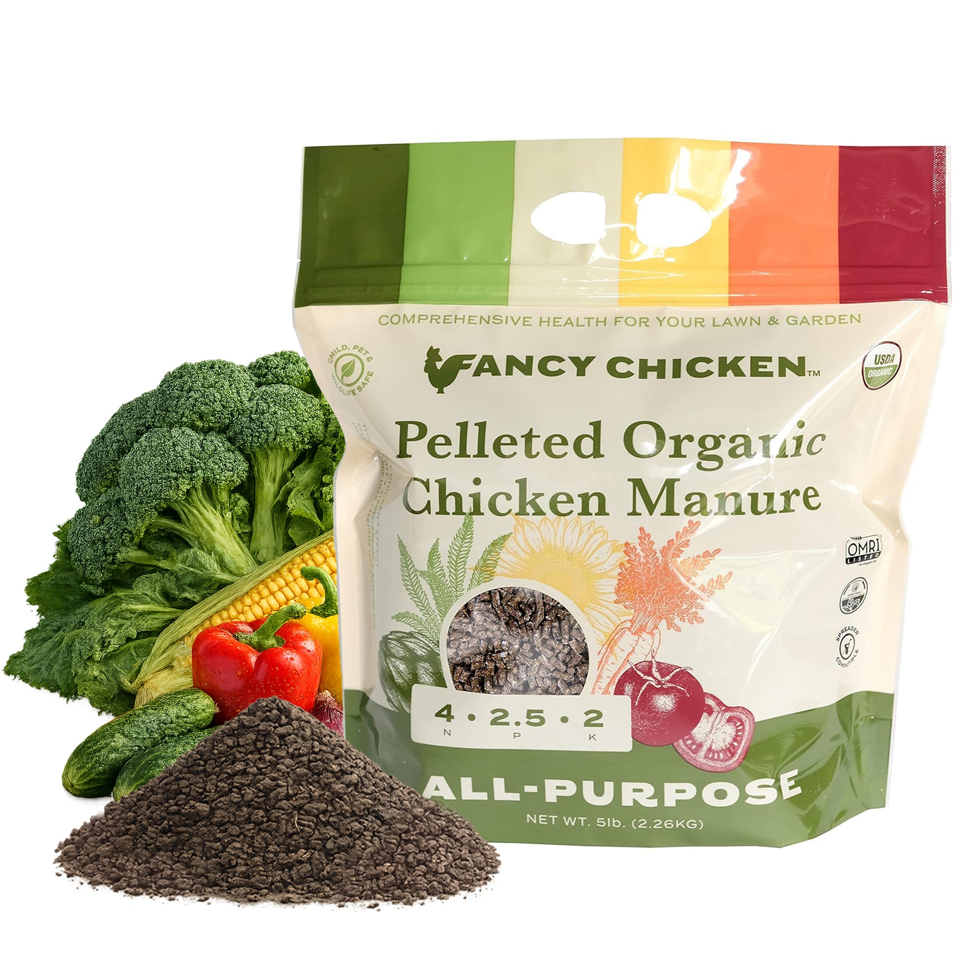Fancy Chicken 5-4-4 Premium Pelleted Organic All-Natural Chicken Manure Fertilizer Plant Food, OMRI Listed, USDA Organic