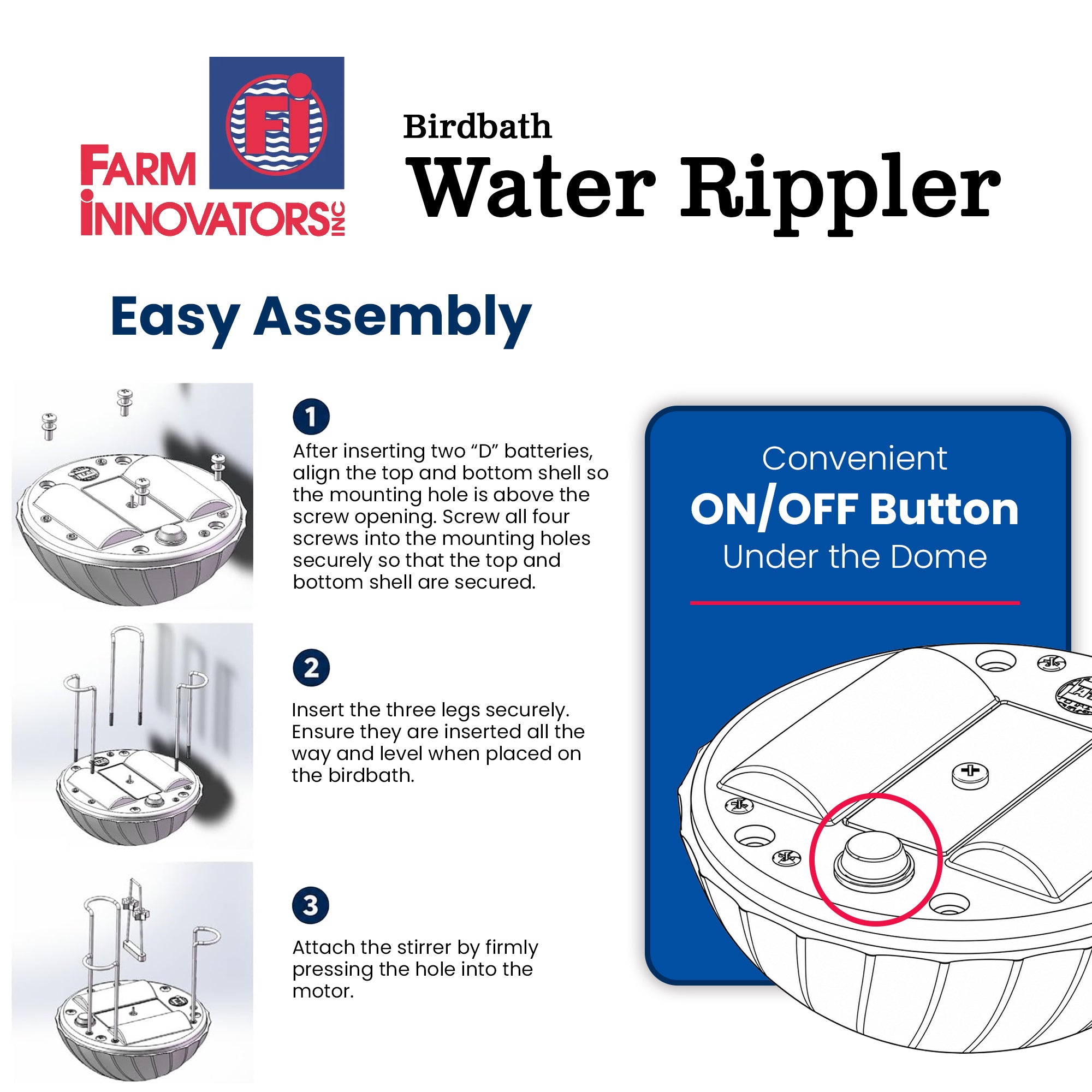Farm Innovators Birdbath Water Rippler Agitator