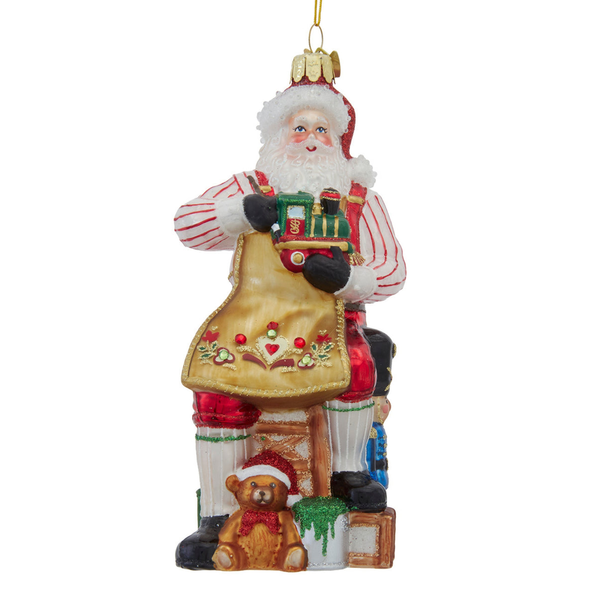 Kurt Adler Bellissimo Glass Collection Workshop Santa Ornament, 6.5"