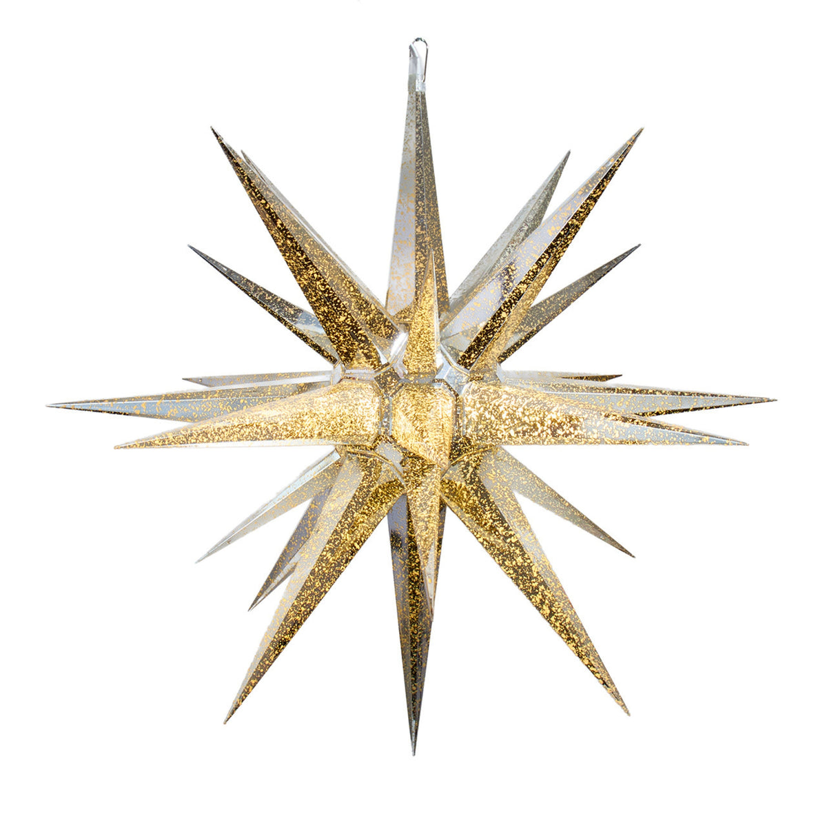 Kurt Adler Silver Crackle Moravian Star with Warm White LED Lighting, 24"