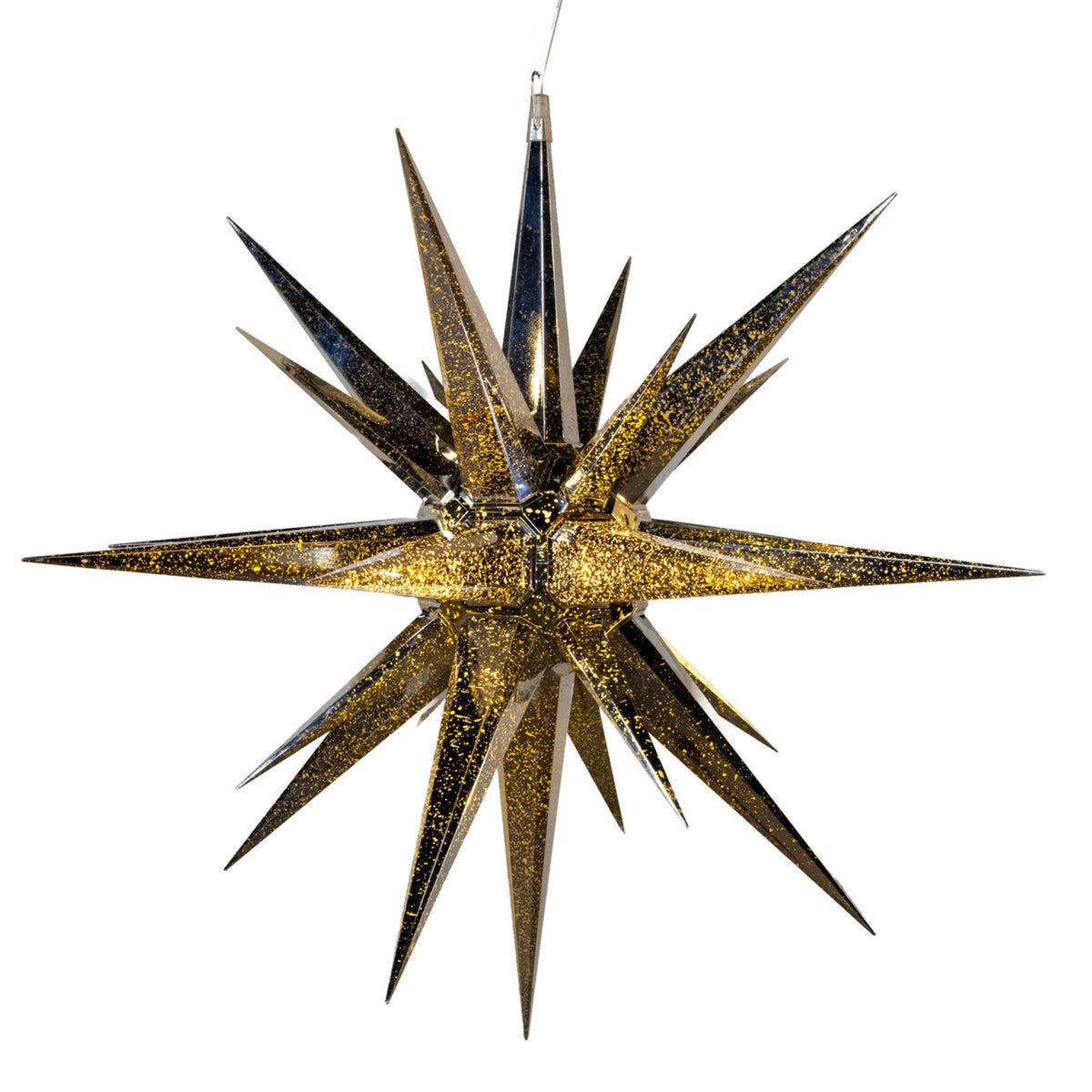 Kurt Adler Silver Crackle Moravian Star with Warm White LED Lighting, 24"