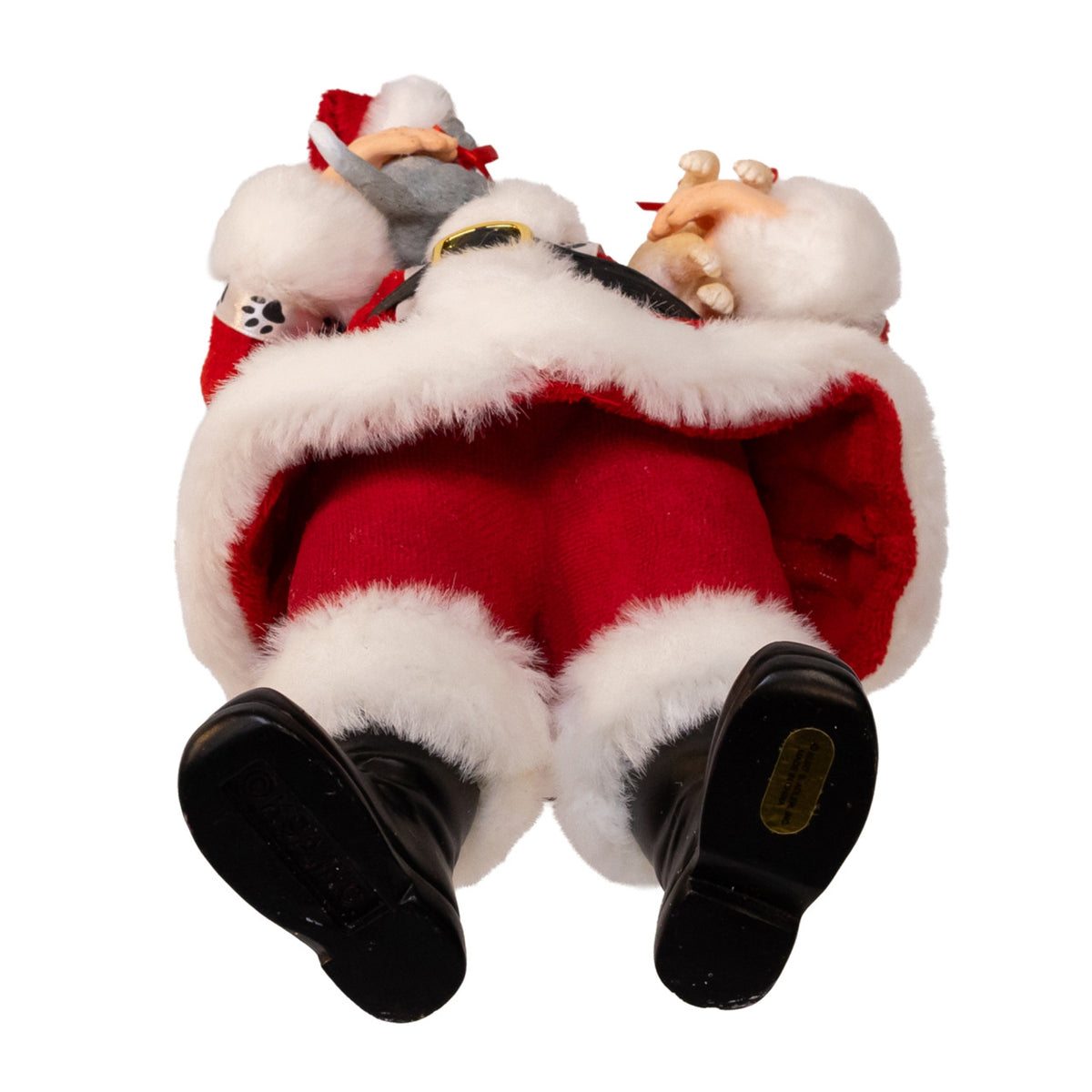 Kurt Adler Fabriche Santa Holding Puppy and Kitten Christmas Table Piece, 10.5"