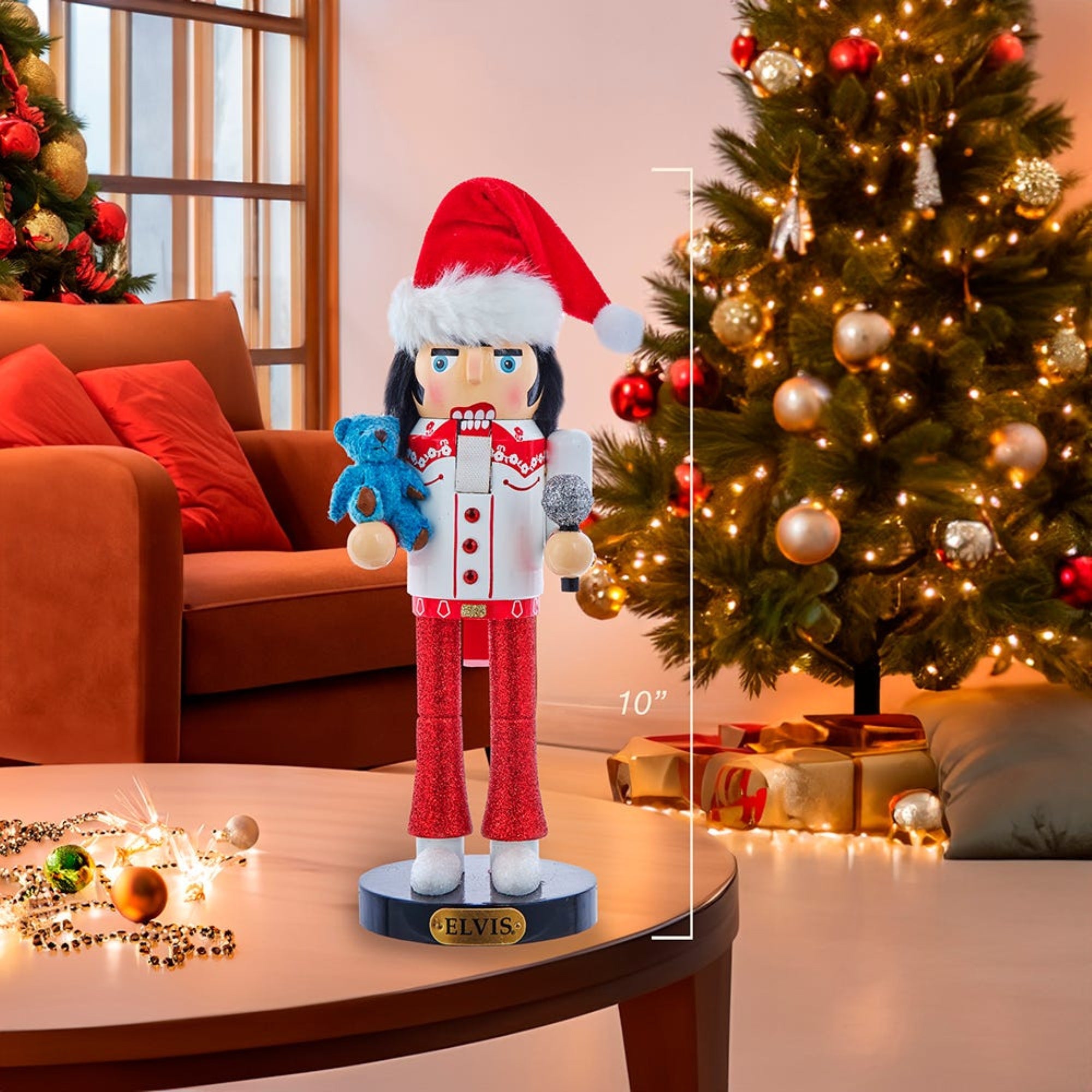 Kurt Adler Officially Licensed Elvis Presley with Teddy Bear Nutcracker, 10"