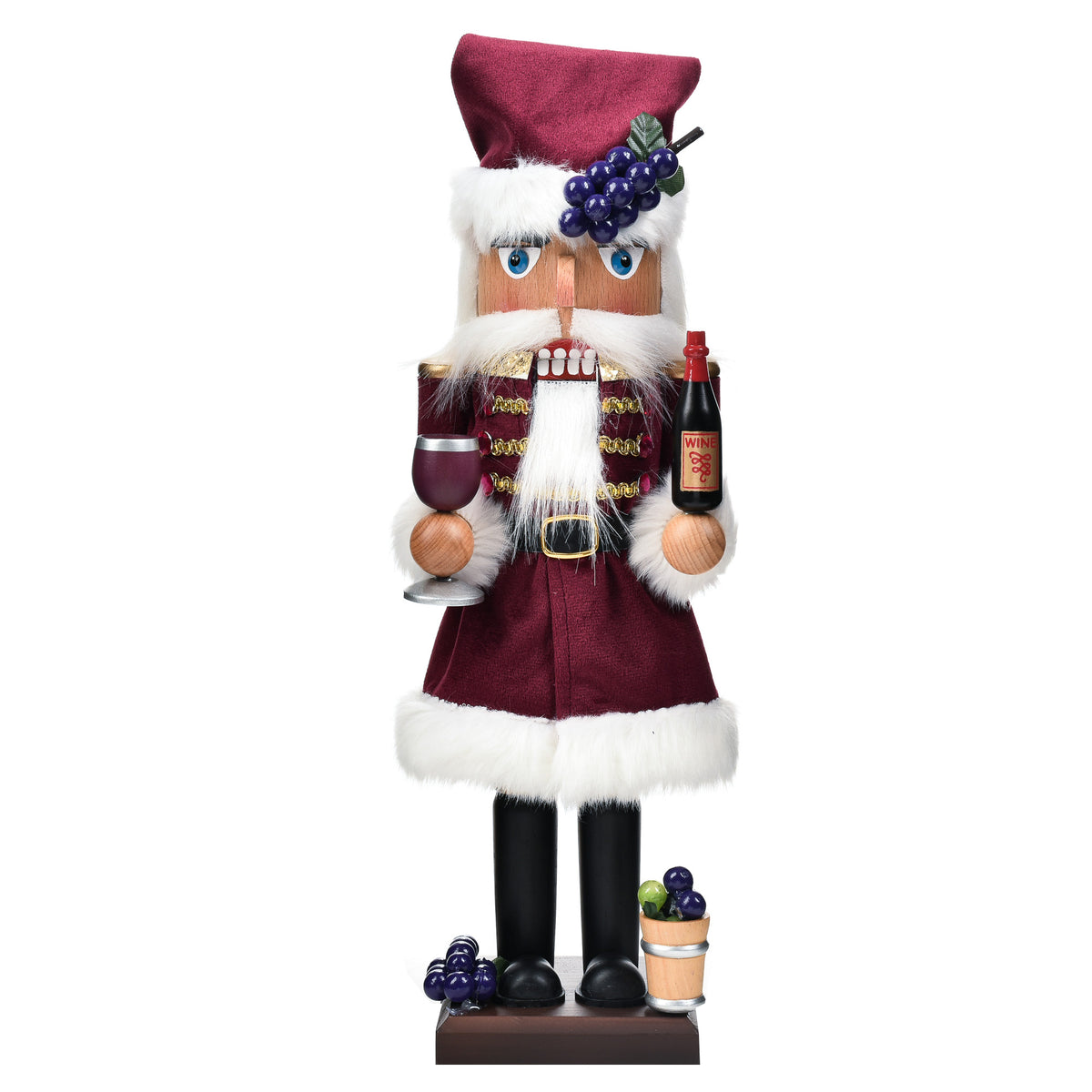 Garden Elements Black Forest Beech Wood Wine Lover Nutcracker, 14in