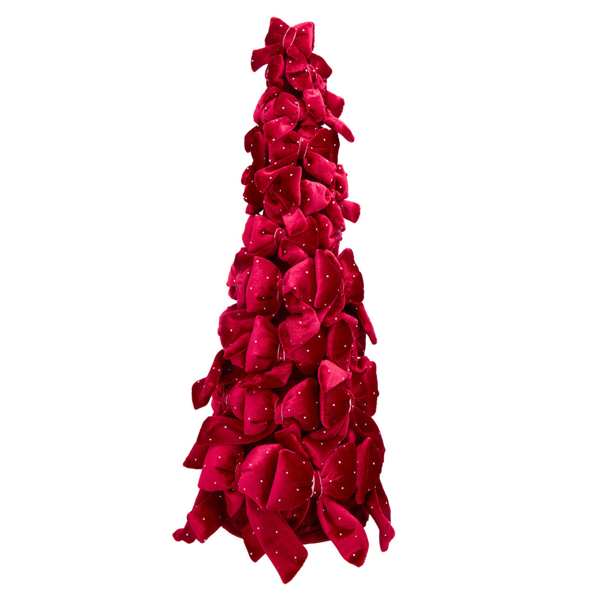 Kurt Adler Burgundy Bow Christmas Tree with Diamond Gemstones, 19.6"