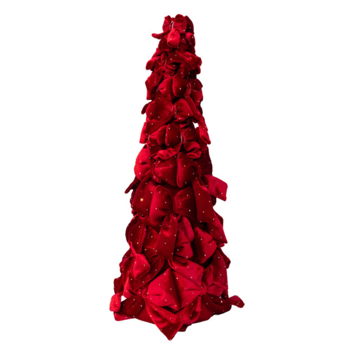 Kurt Adler Burgundy Bow Christmas Tree with Diamond Gemstones, 19.6"
