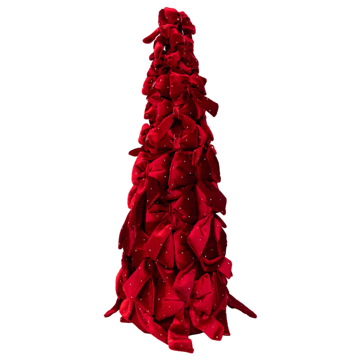 Kurt Adler Burgundy Bow Christmas Tree with Diamond Gemstones, 19.6"