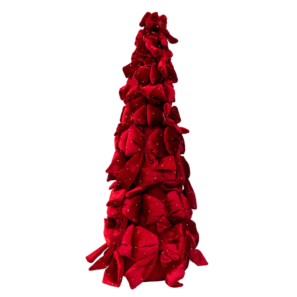 Kurt Adler Burgundy Bow Christmas Tree with Diamond Gemstones, 15.75"