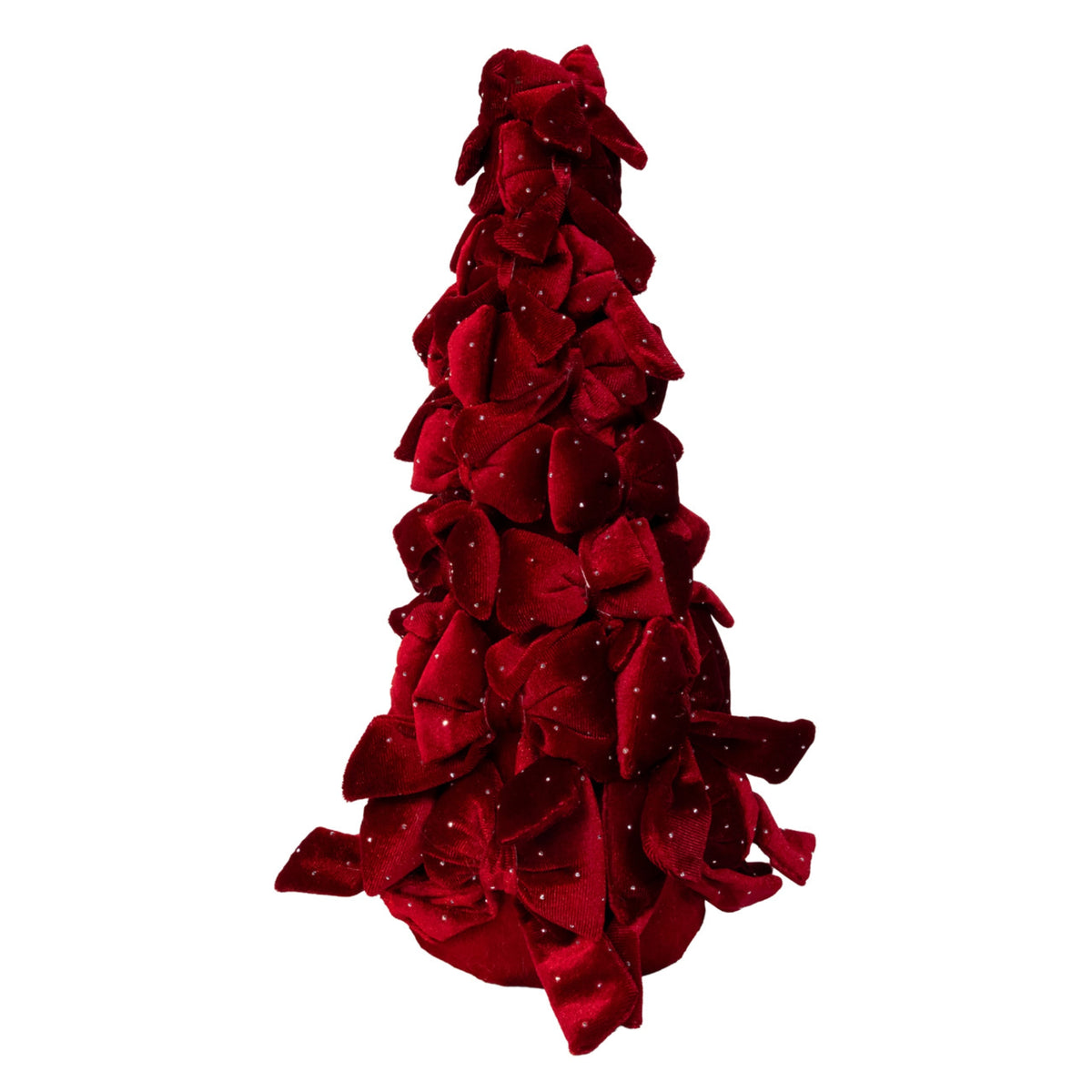 Kurt Adler Burgundy Bow Christmas Tree with Diamond Gemstones, 15.75"