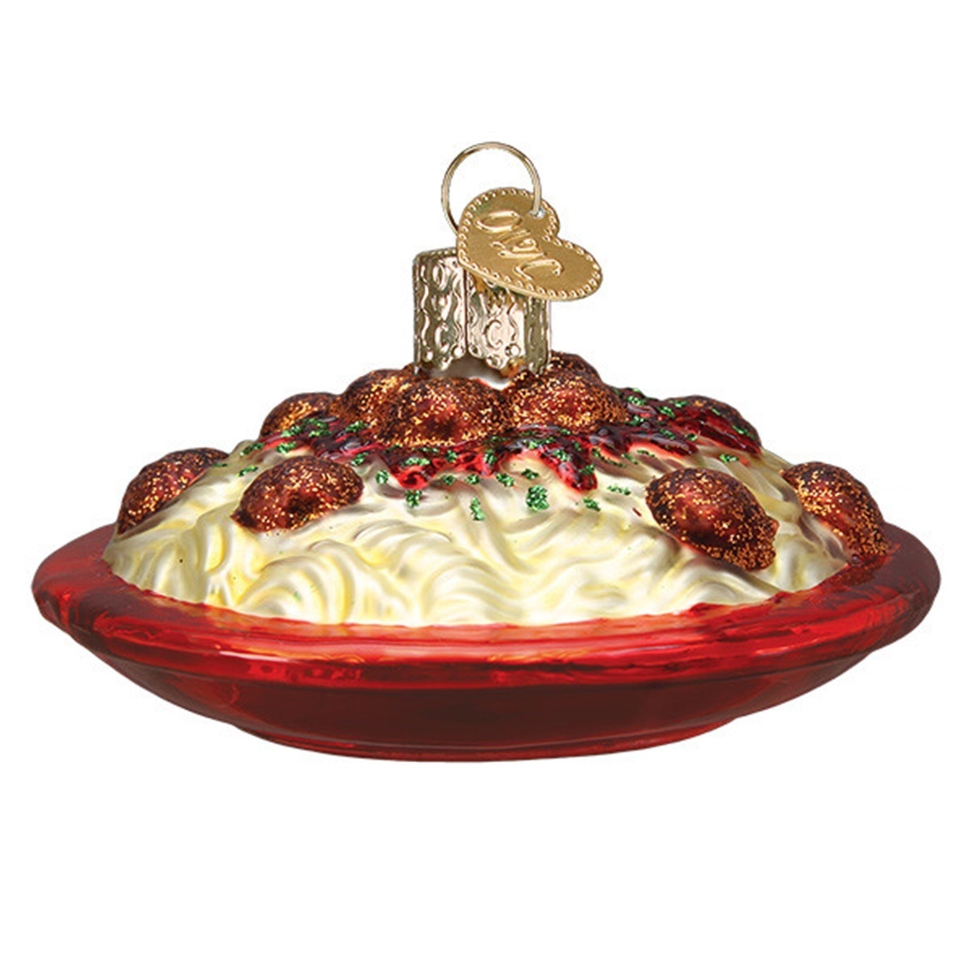 Old World Christmas Blown Glass Ornament for Christmas Tree, Spaghetti and Meatballs