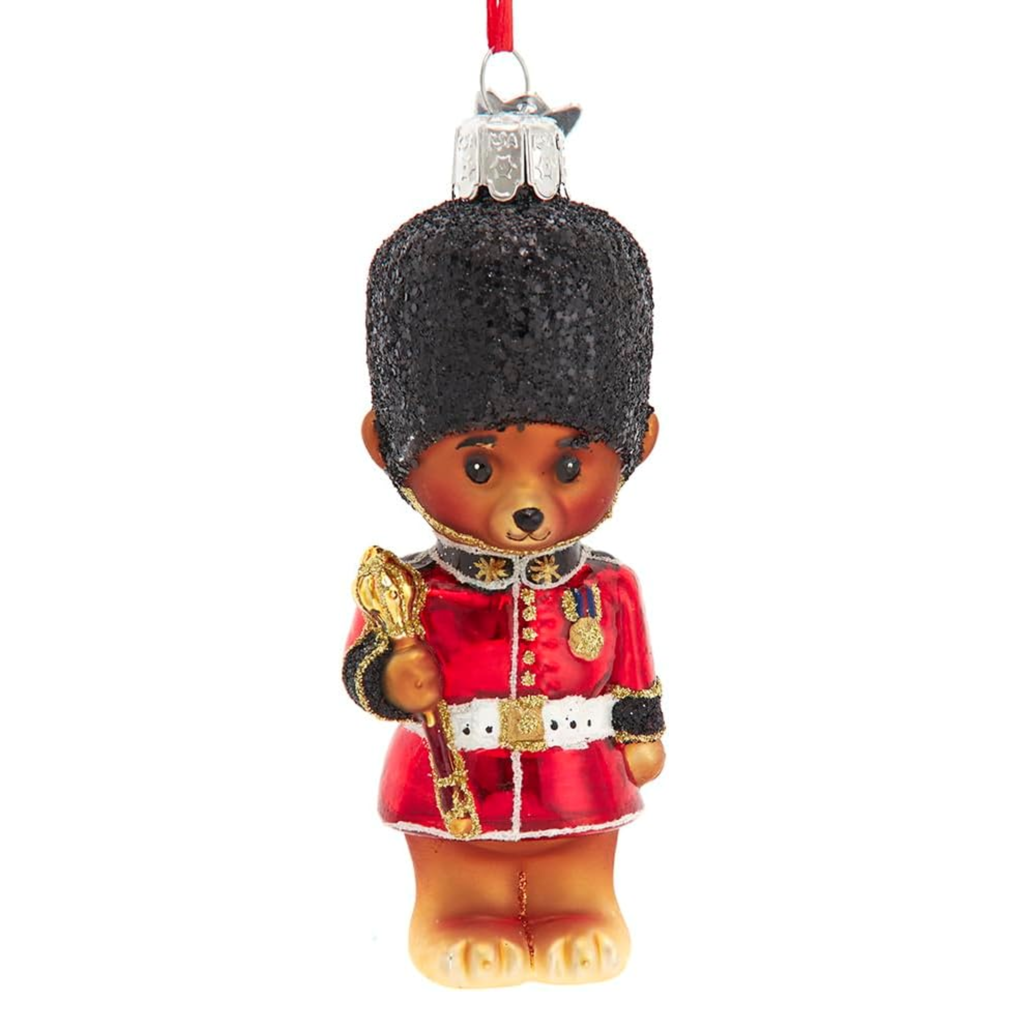 Kurt Adler Noble Gems Glass Royal Guard Teddy Bear Ornament, 4in