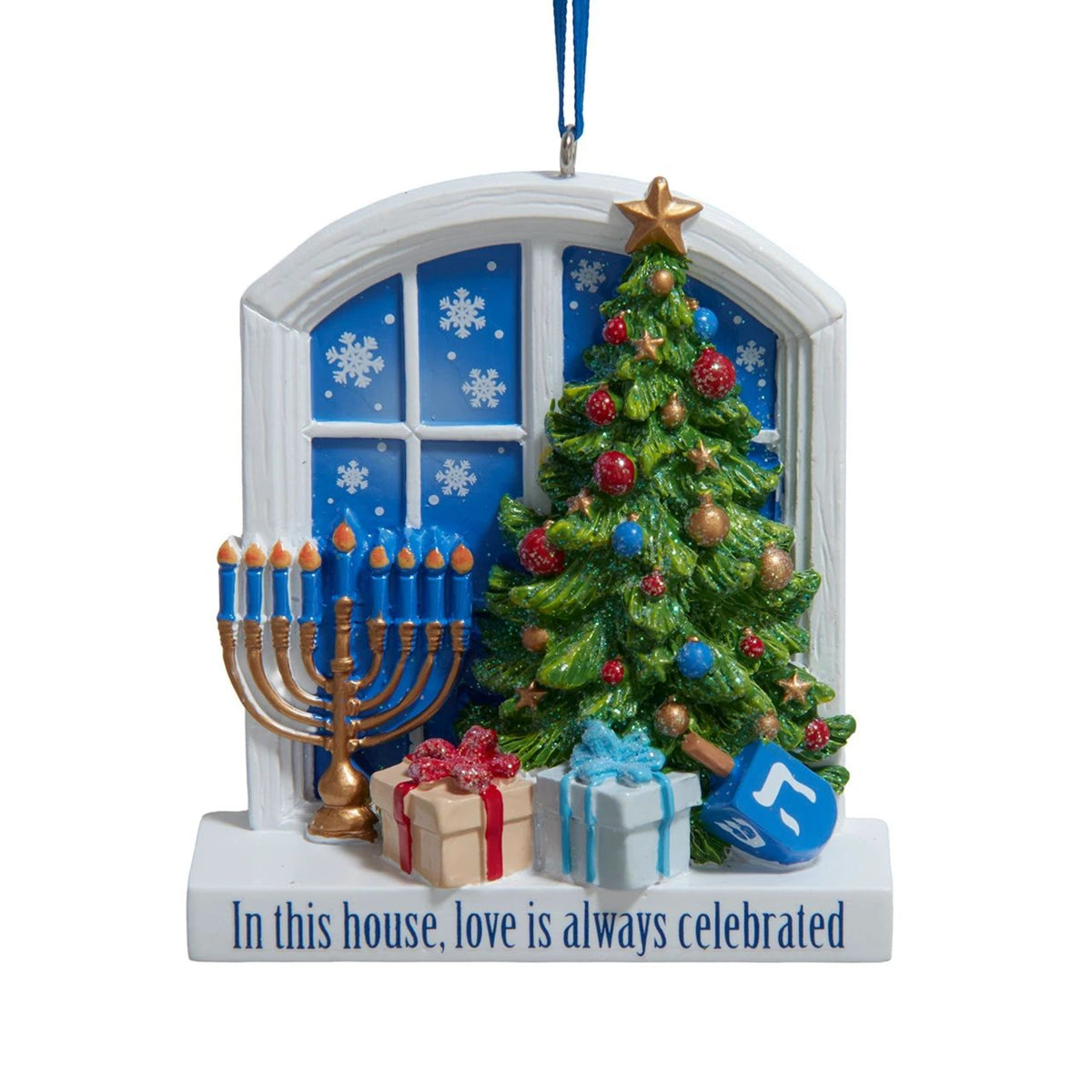 Kurt Adler "In This House Love Is Always Celebrated" Resin Hanukkah Ornament, 3"