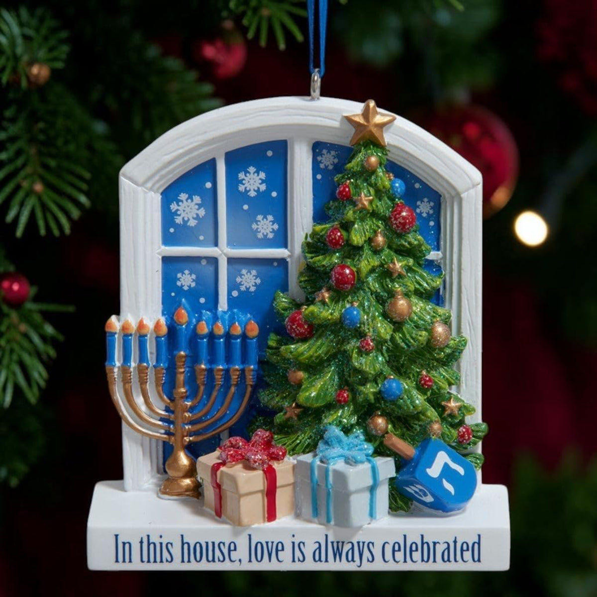 Kurt Adler "In This House Love Is Always Celebrated" Resin Hanukkah Ornament, 3"