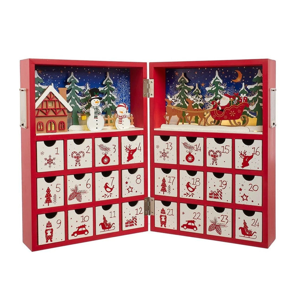 Kurt Adler Battery-Operated Wooden LED Christmas Advent Calendar, 13"