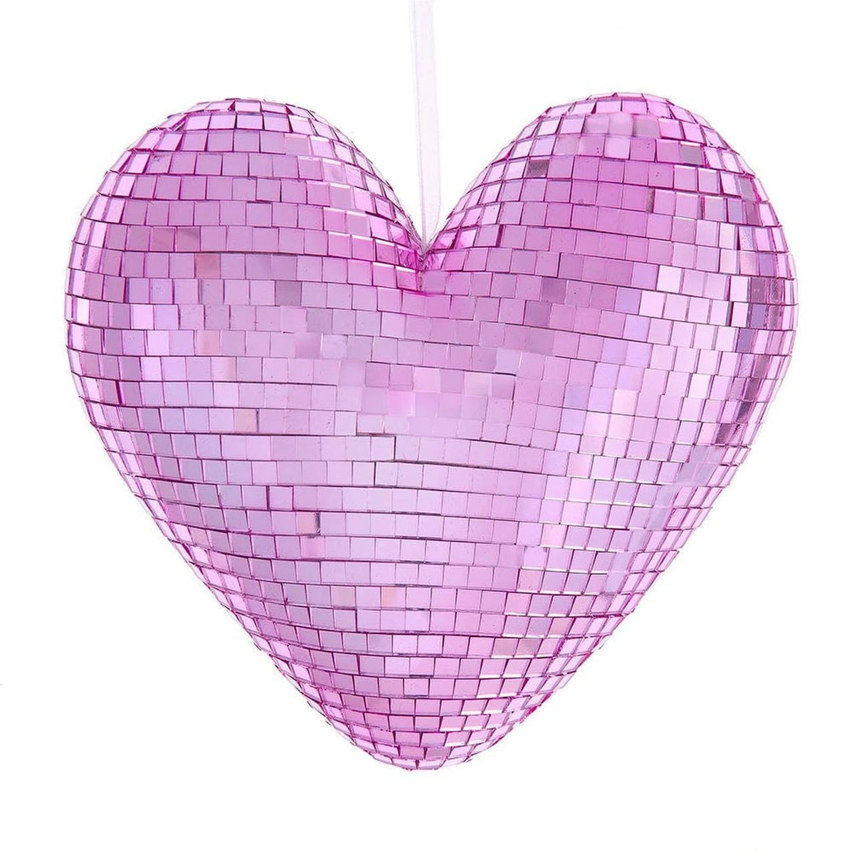 Kurt Adler Glass Christmas Tree Ornament, Pink Mirror Heart, 6"