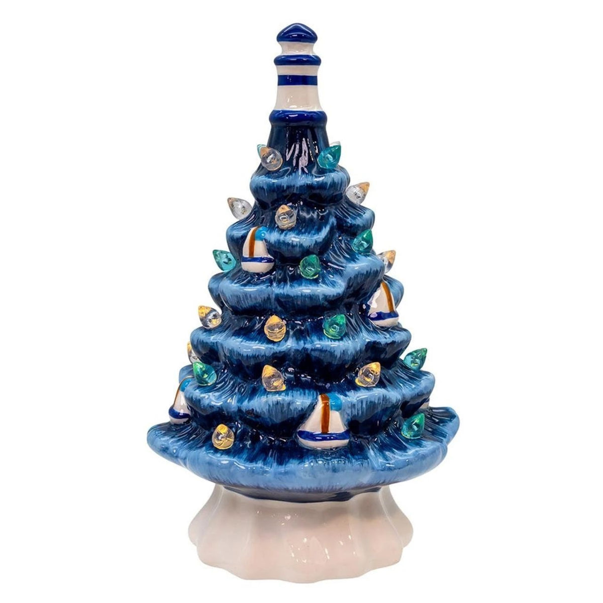 Kurt Adler Battery-Operated Pre-Lit Coastal Christmas Tree Table Piece, 7"