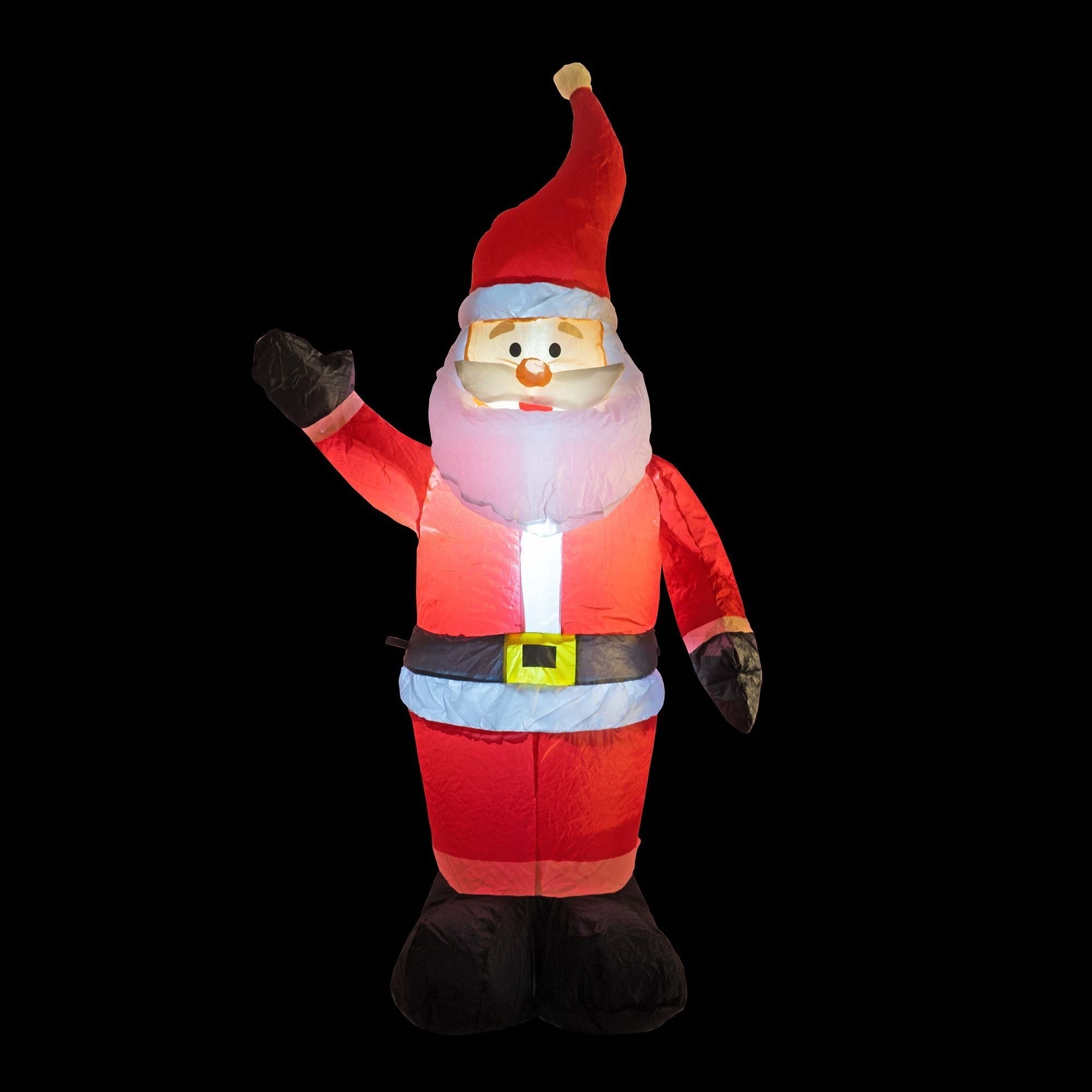 ProductWorks Candy Cane Lane Pre-Lit Nylon Inflatable Outdoor Christmas Decoration, Santa