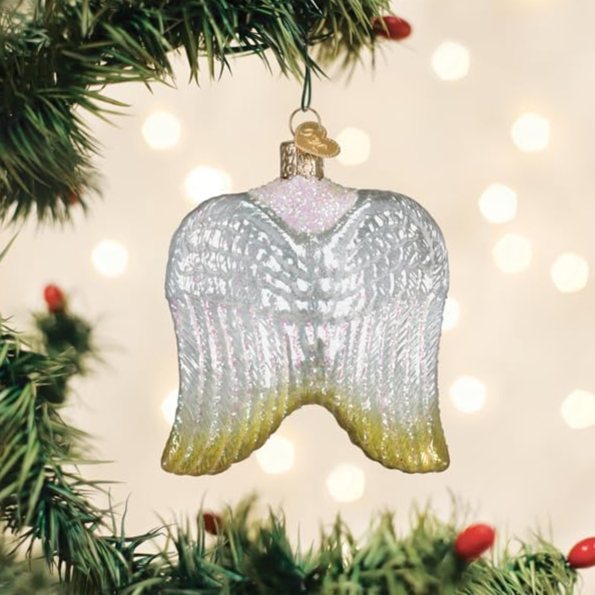 Old World Christmas Blown Glass Ornament for Tree, Sterling Angel Wings