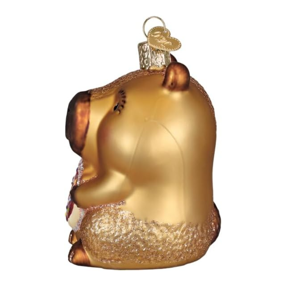 Old World Christmas Blown Glass Ornament for Tree, Capybara Eating Donut