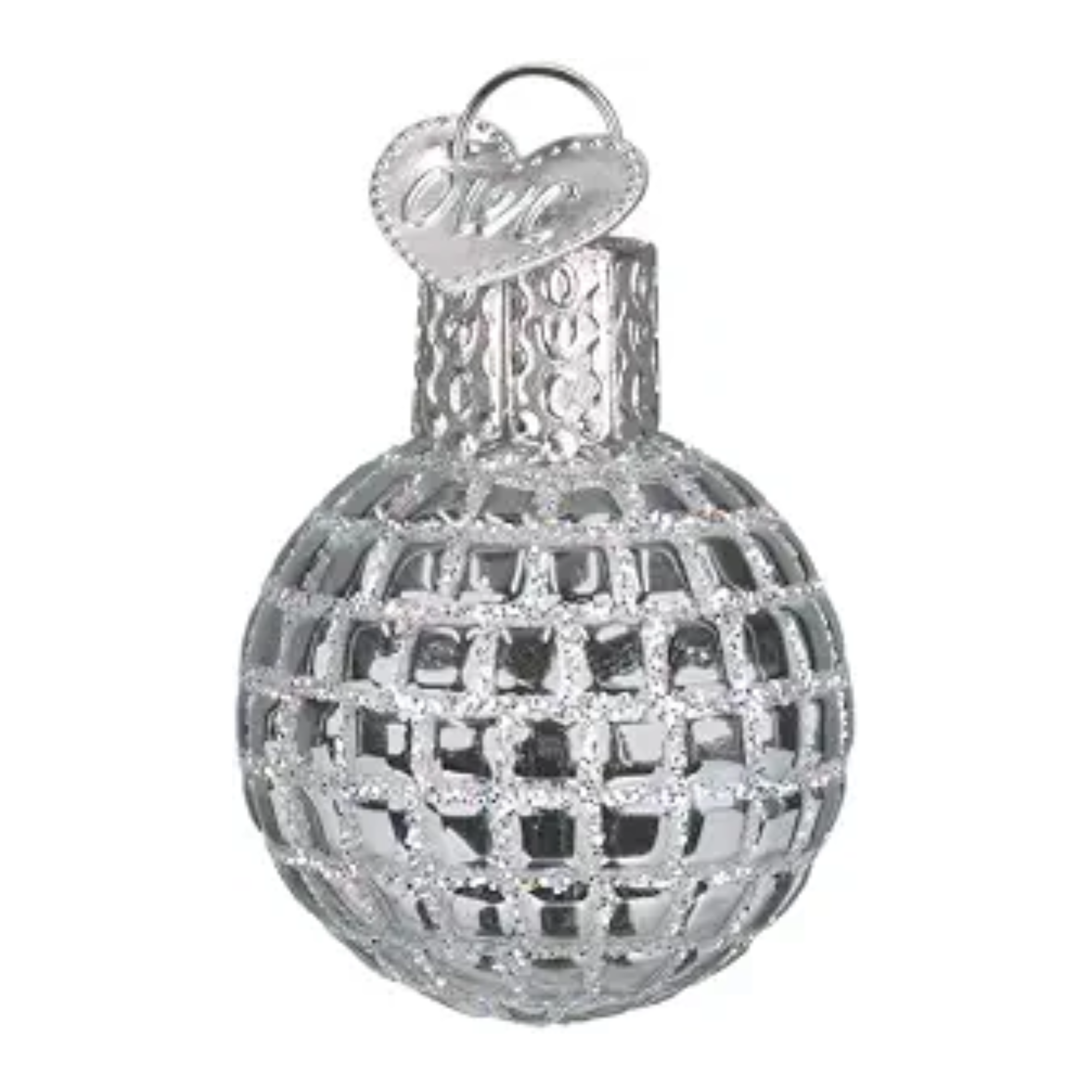 Old World Christmas, Gumdrop Collection, Mini Disco Ball Ornament, Silver