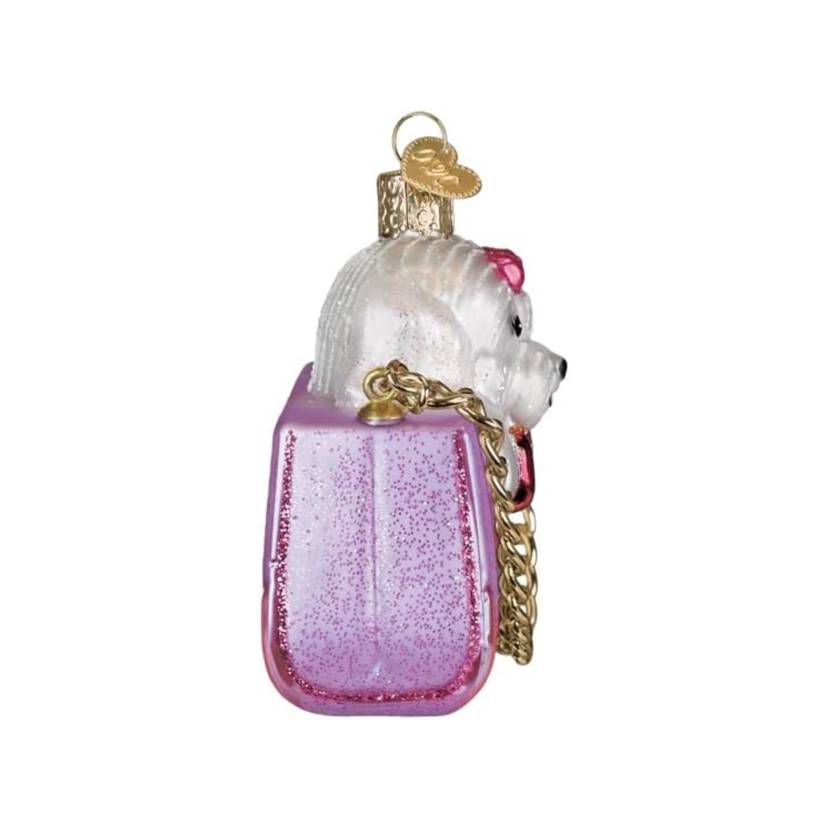 Old World Christmas Blown Glass Ornament for Tree, Posh Pup in Purse