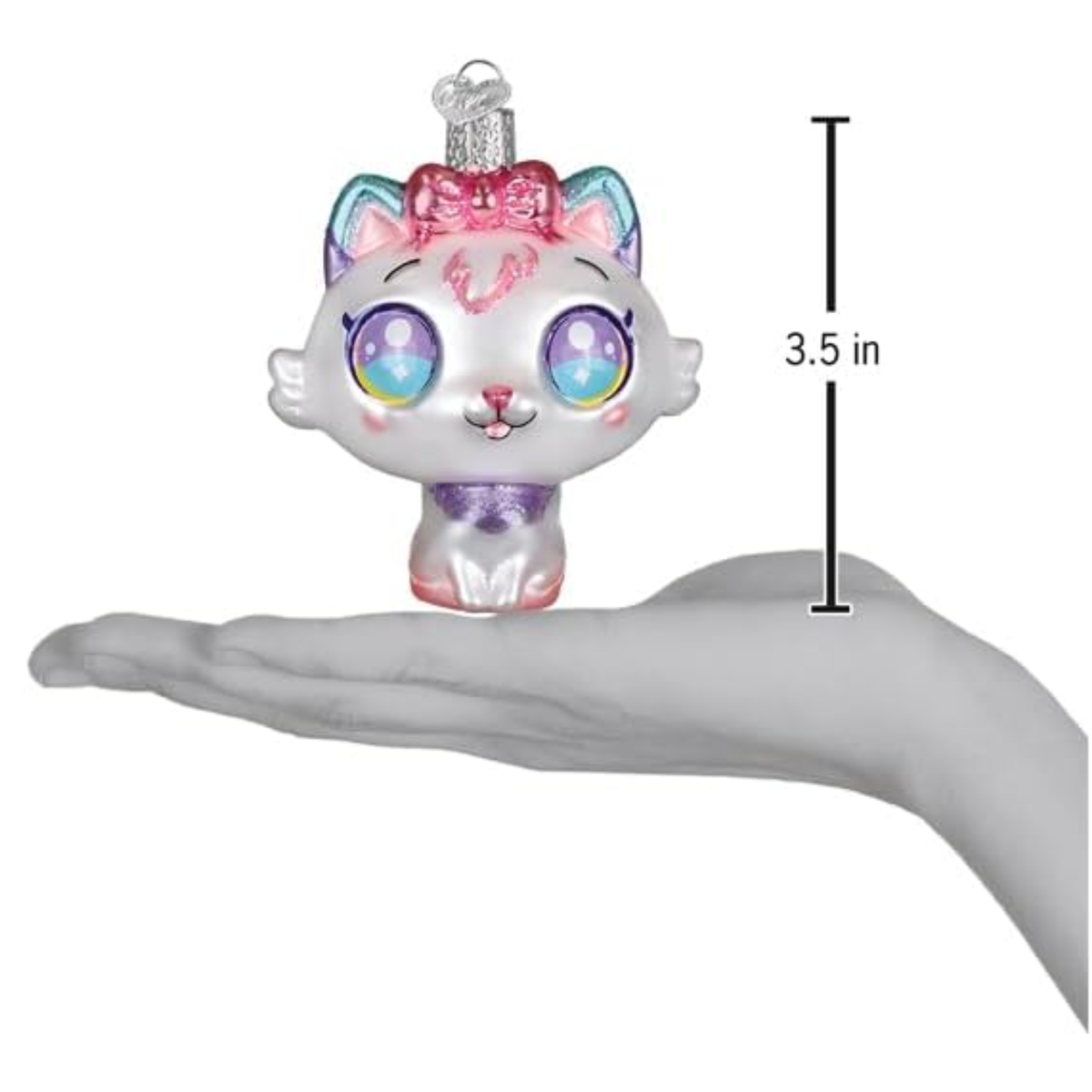 Old World Christmas Blown Glass Ornament for Christmas Tree, Kawaii Cat