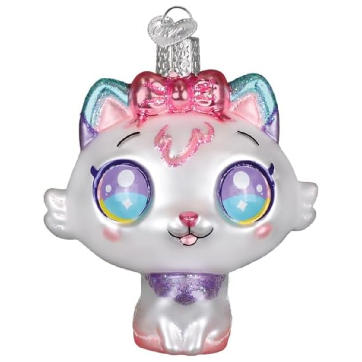 Old World Christmas Blown Glass Ornament for Christmas Tree, Kawaii Cat