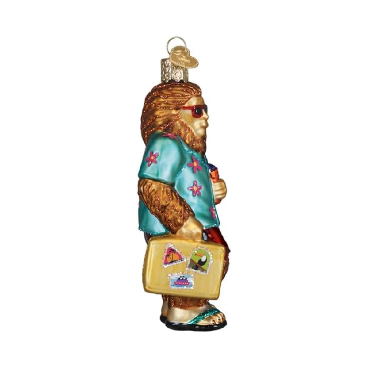 Old World Christmas Blown Glass Ornament for Tree, Sasquatch Gone Tropics