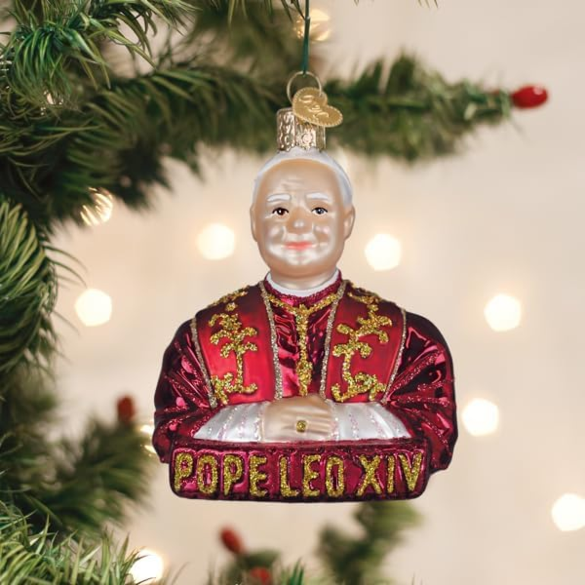 Old World Christmas Blown Glass Ornament for Christmas Tree, Pope Leo XIV