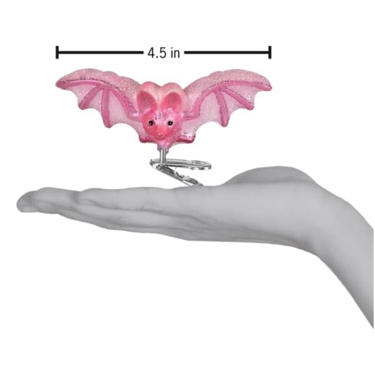 Old World Christmas Blown Glass Ornament for Tree, Shimmering Pink Bat