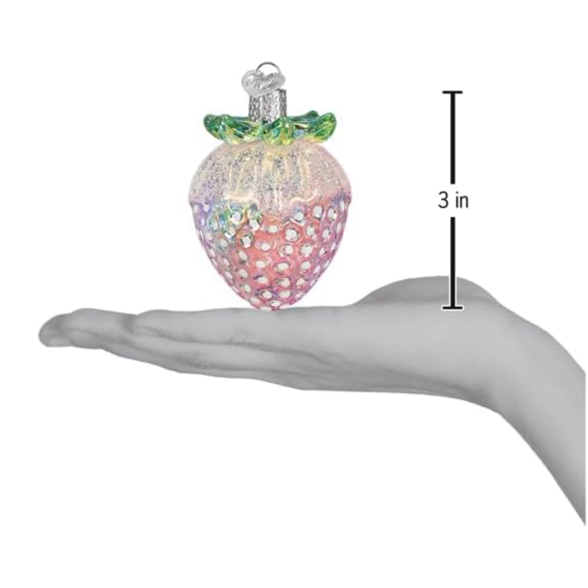 Old World Christmas Blown Glass Ornament for Tree, Shimmering Strawberry