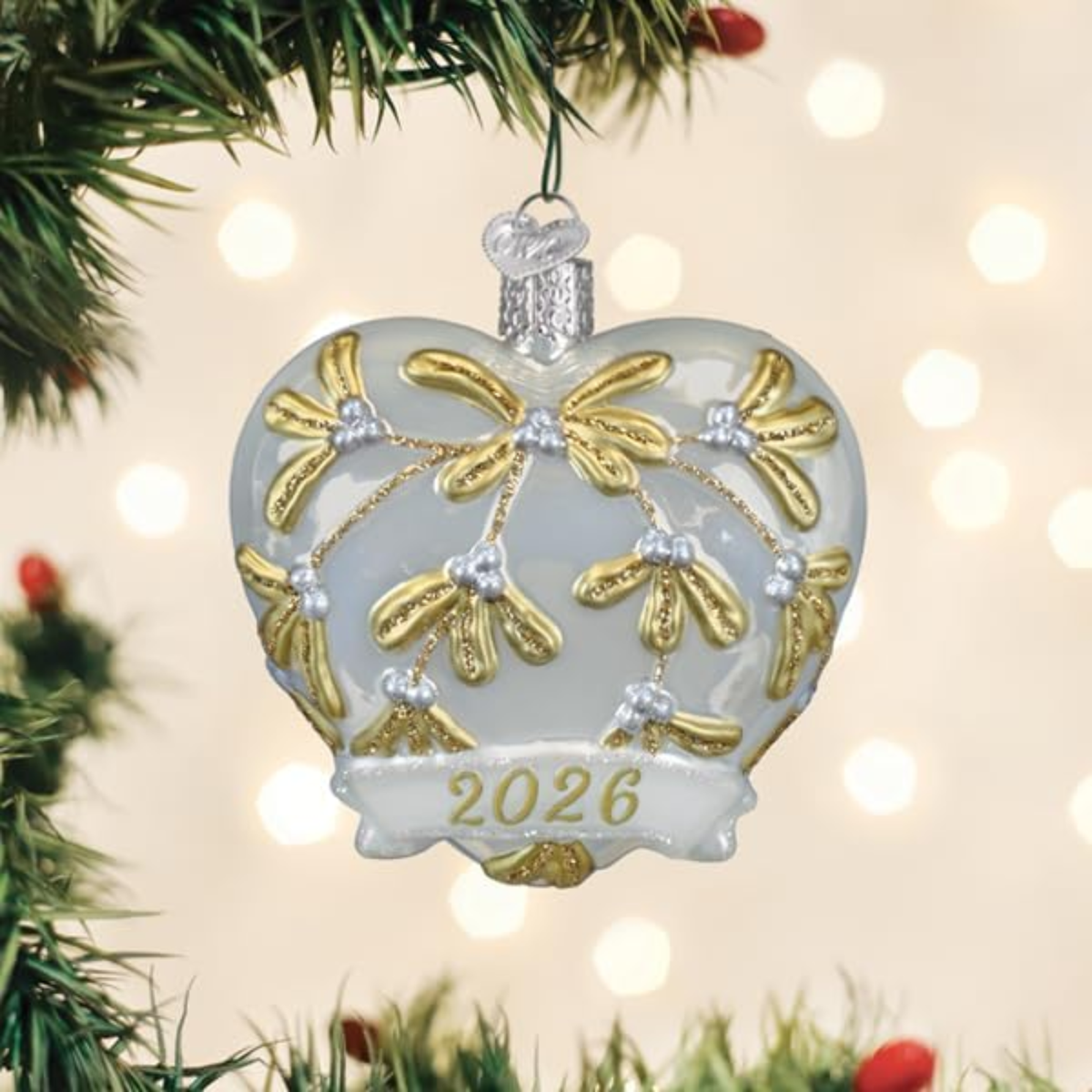 Old World Christmas Blown Glass Ornament for Christmas Tree, 2026 Heart