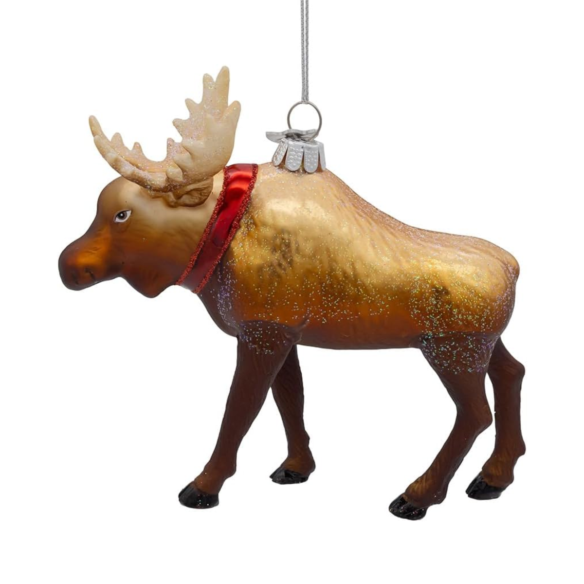 Kurt Adler Noble Gems Glass Ornament Collection, Moose with Scarf, 4in